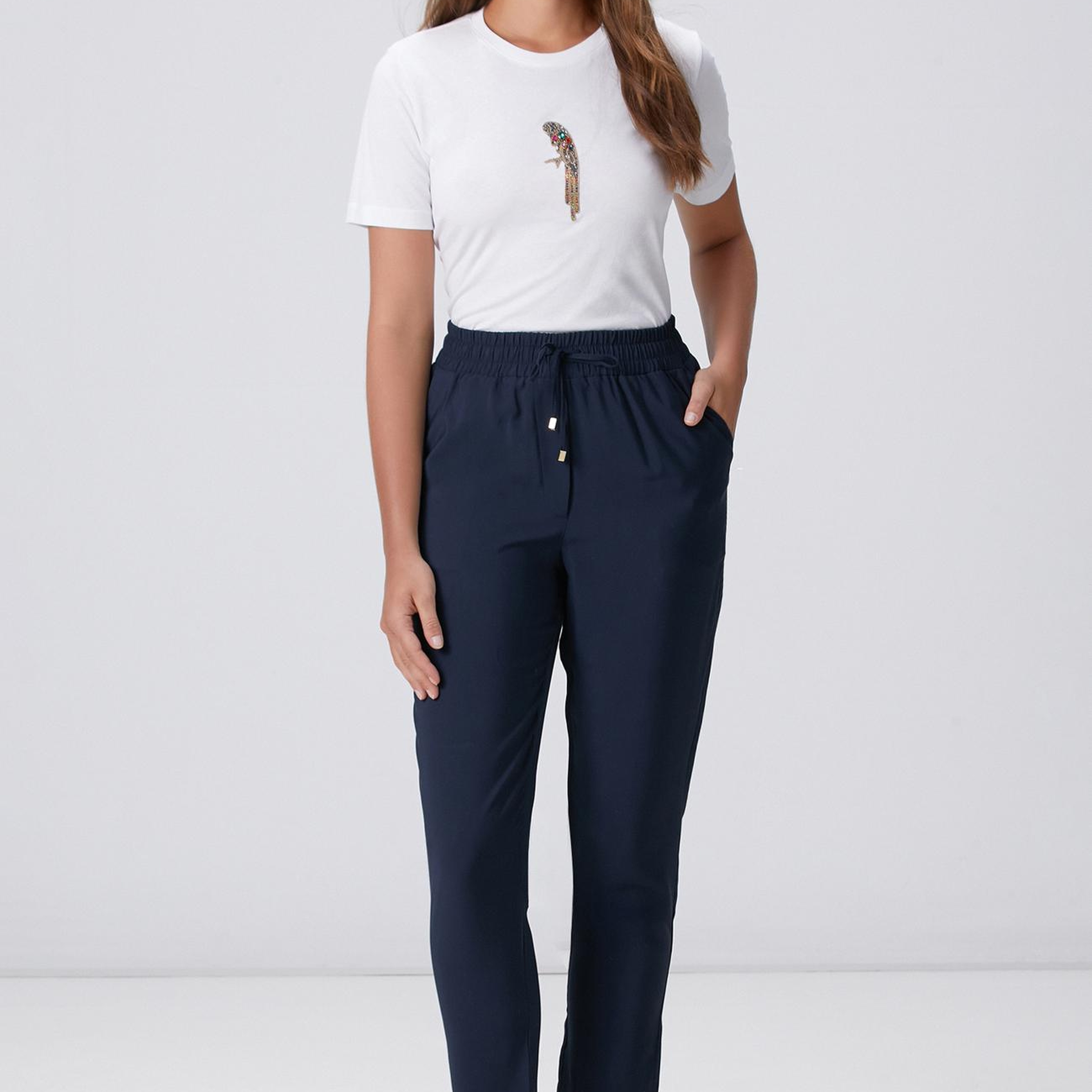 Network Kadın Lacivert Diyagonal Basic Jogger Pantolon