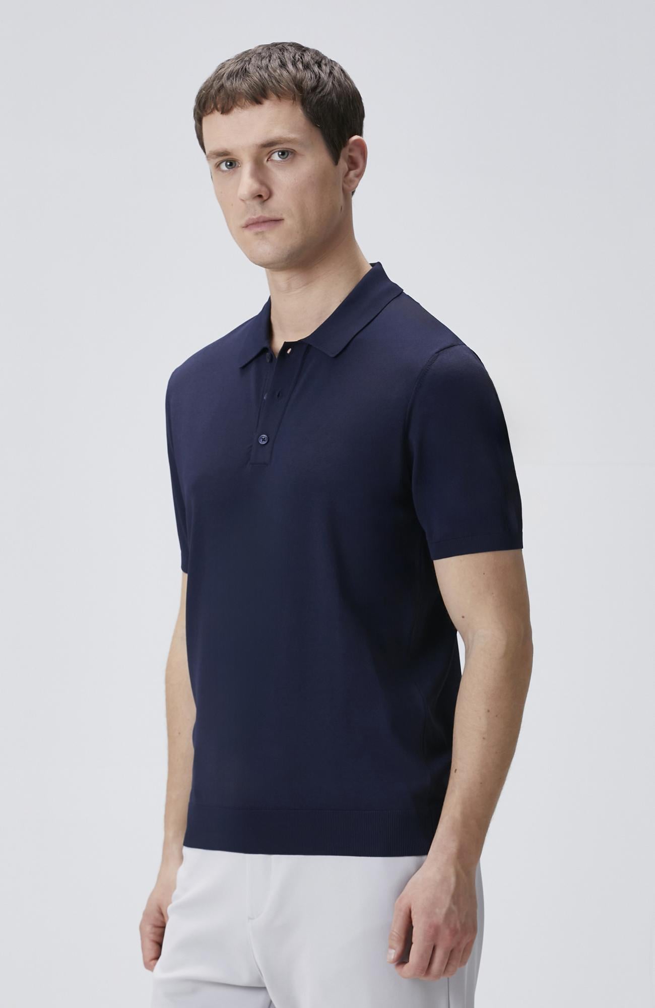 Network Erkek Lacivert Polo Yaka Kısa Kol Rayon Kazak