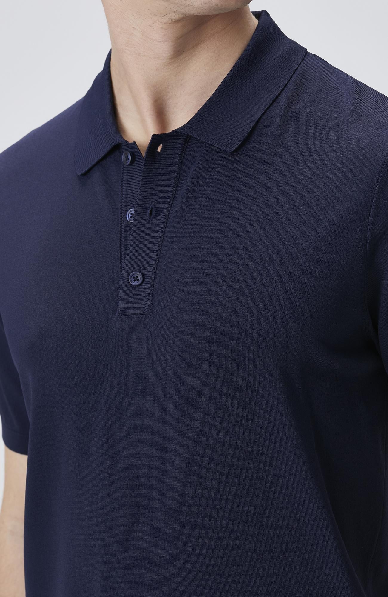 Network Erkek Lacivert Polo Yaka Kısa Kol Rayon Kazak