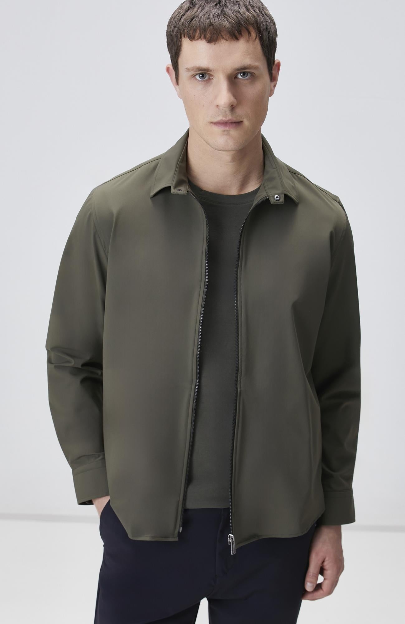 Network Erkek Haki Slim Fit Cep Detaylı Dış Gömlek