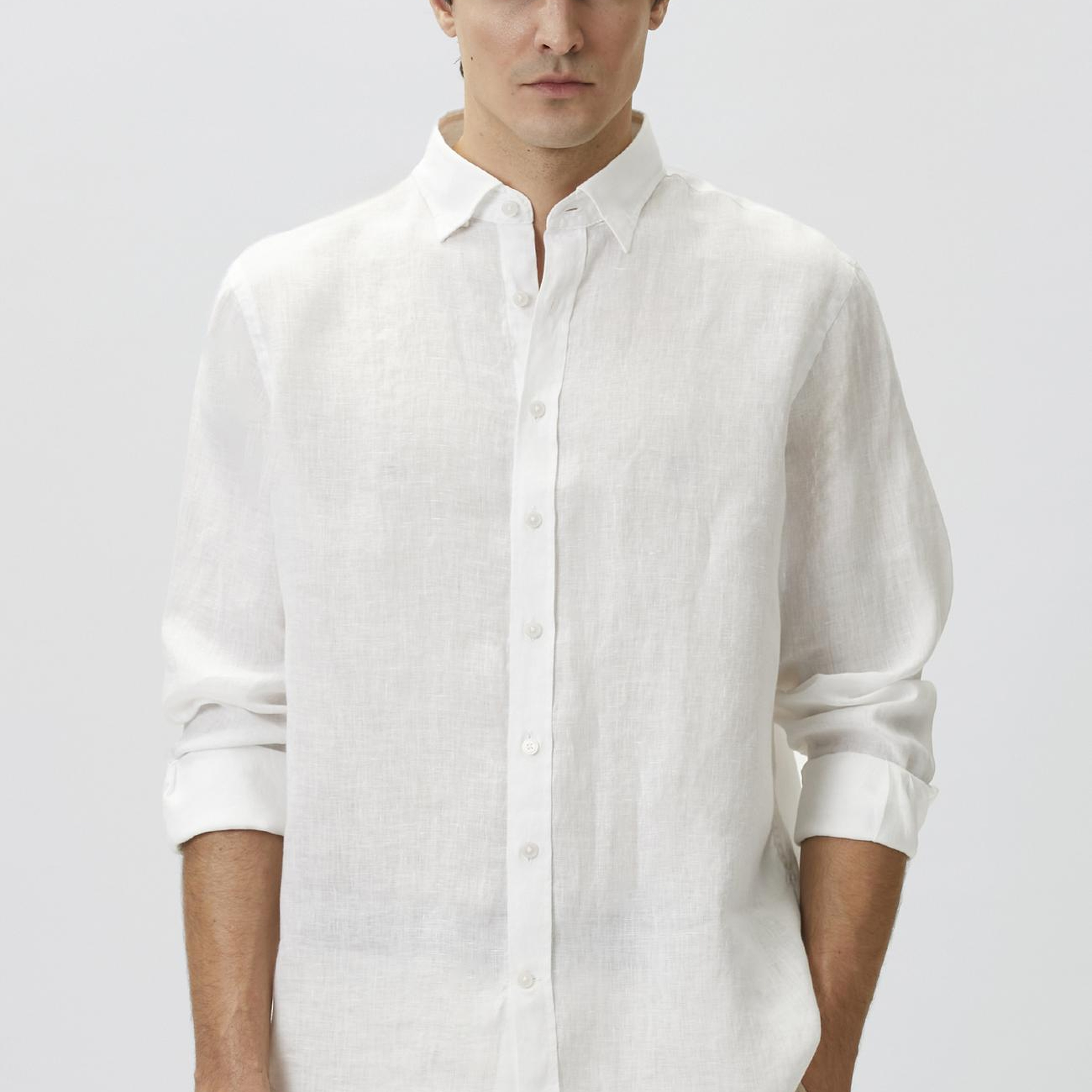 Network Erkek Beyaz Comfort Keten Gömlek