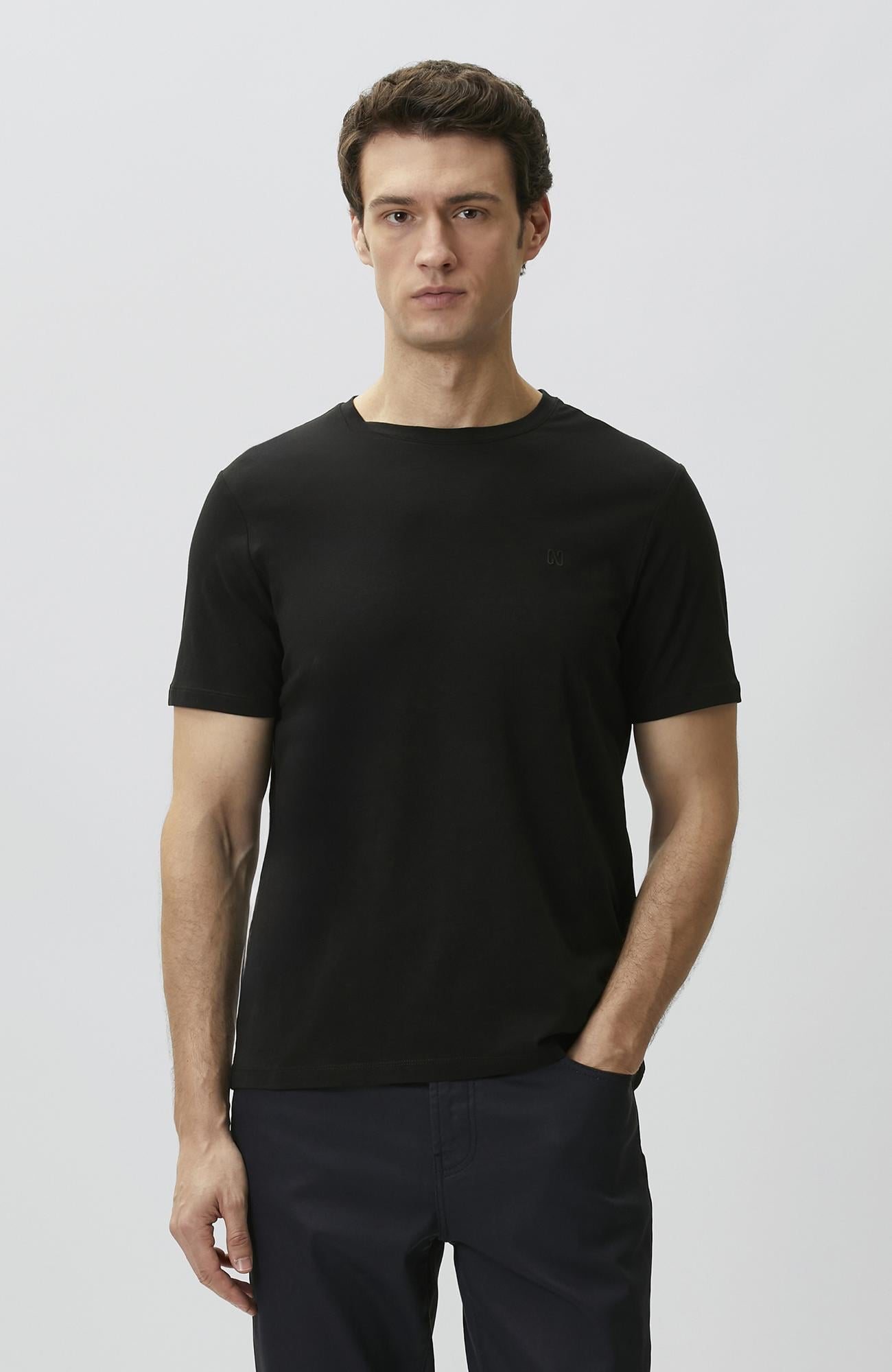 Network Erkek Siyah Basic T-shirt