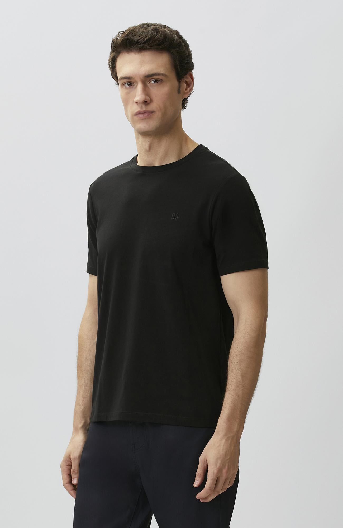 Network Erkek Siyah Basic T-shirt