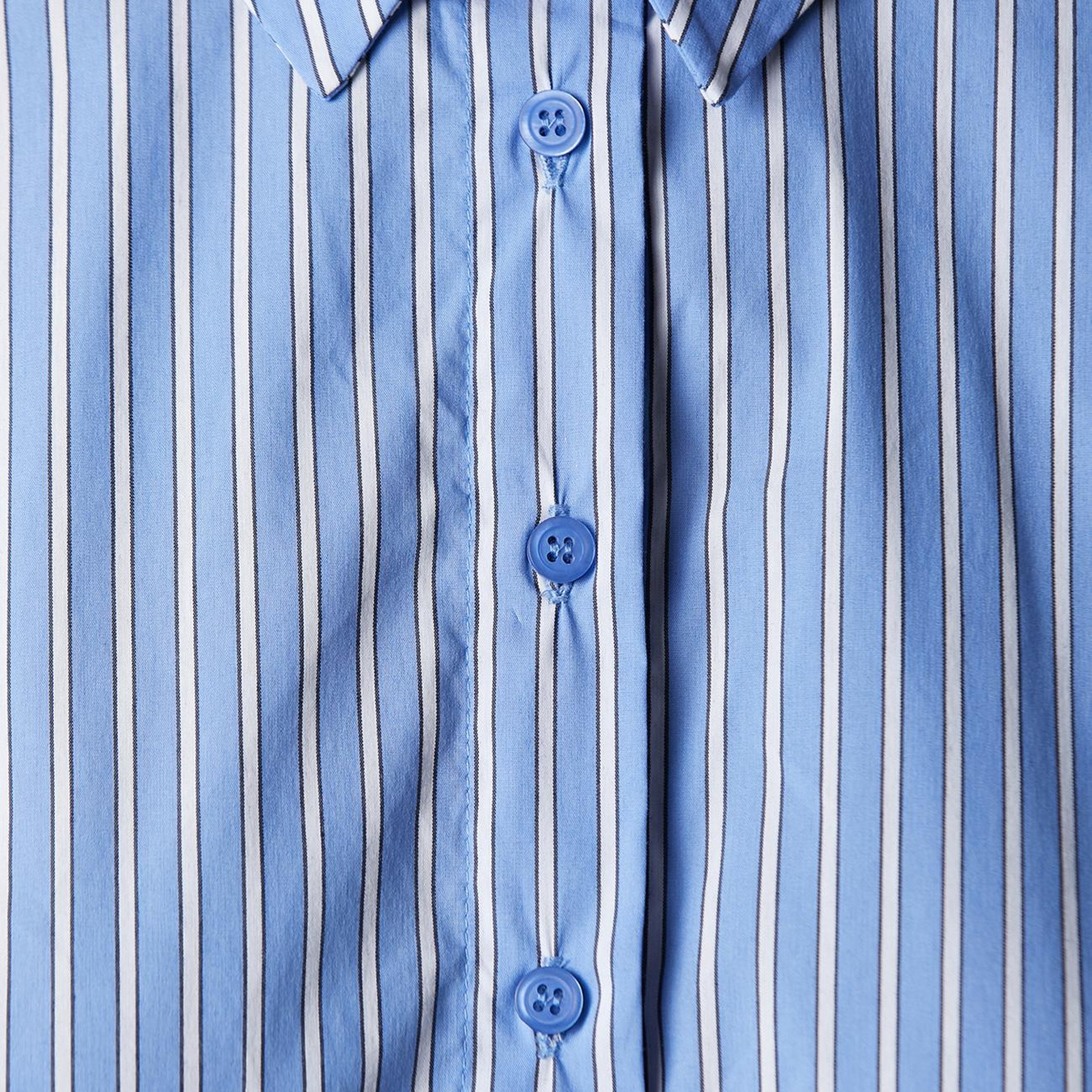 Network Kadın Mavi Beyaz Geniş Çizgili Cotton Gömlek