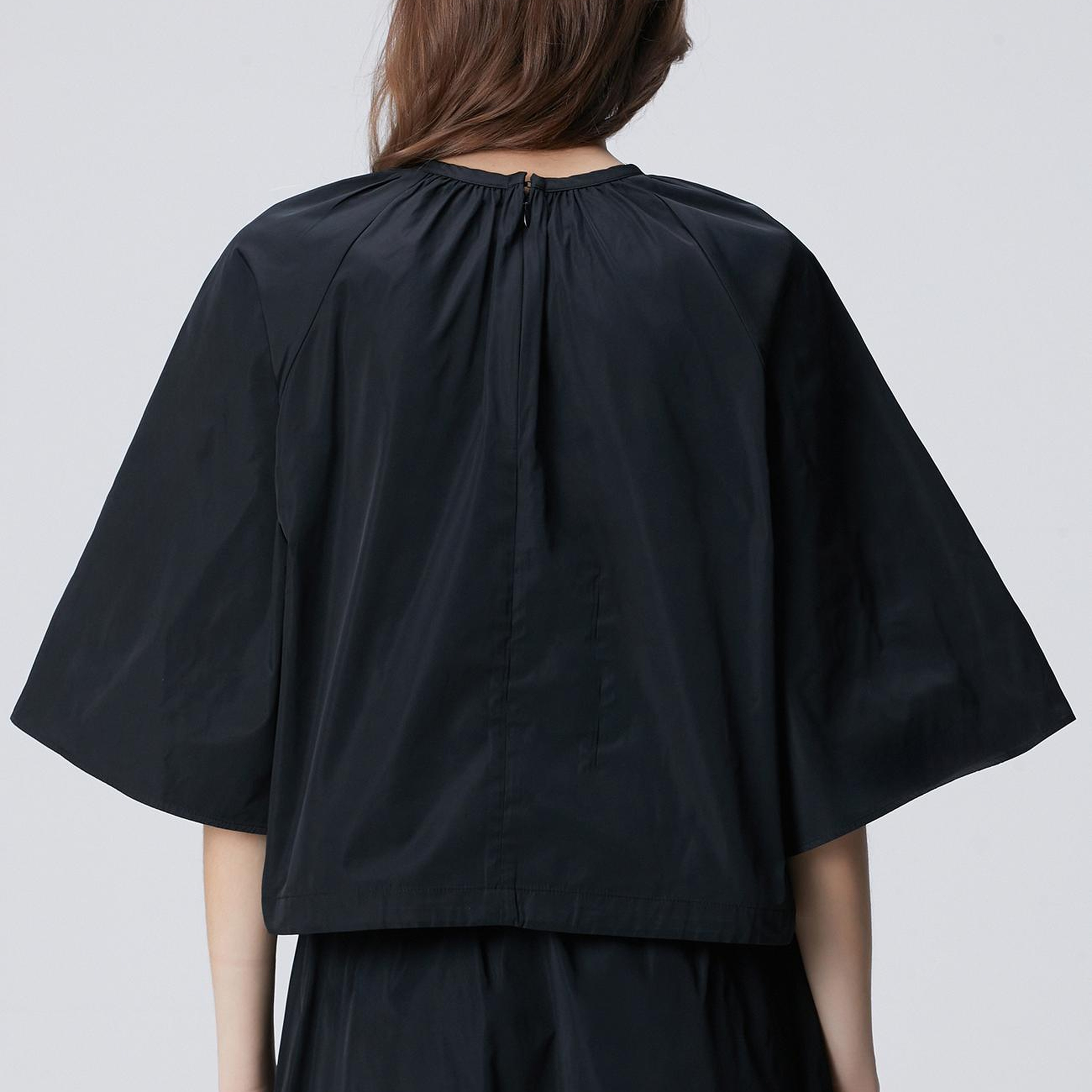 Network Kadın Siyah Crop Tafta Bluz