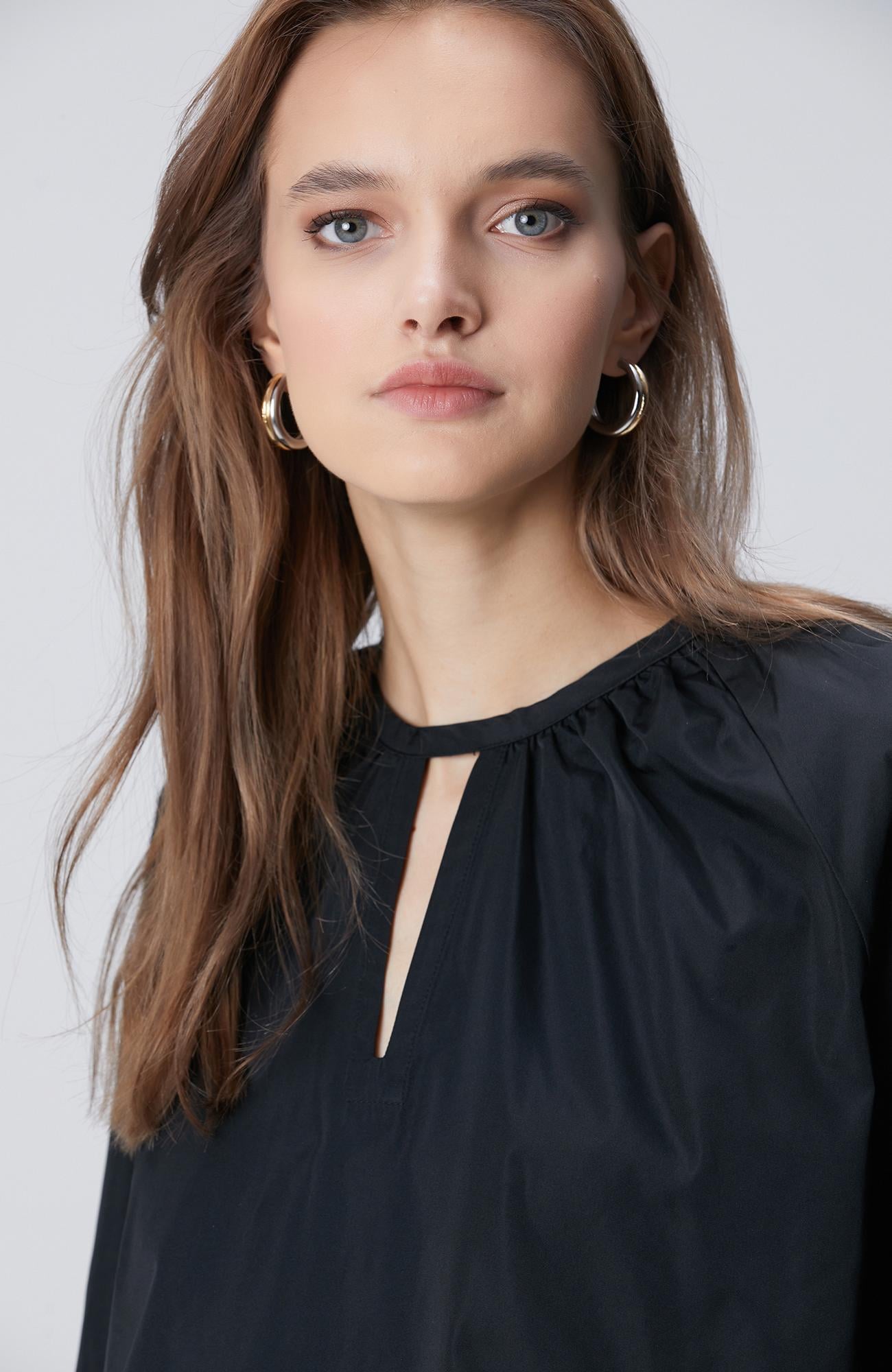 Network Kadın Siyah Crop Tafta Bluz