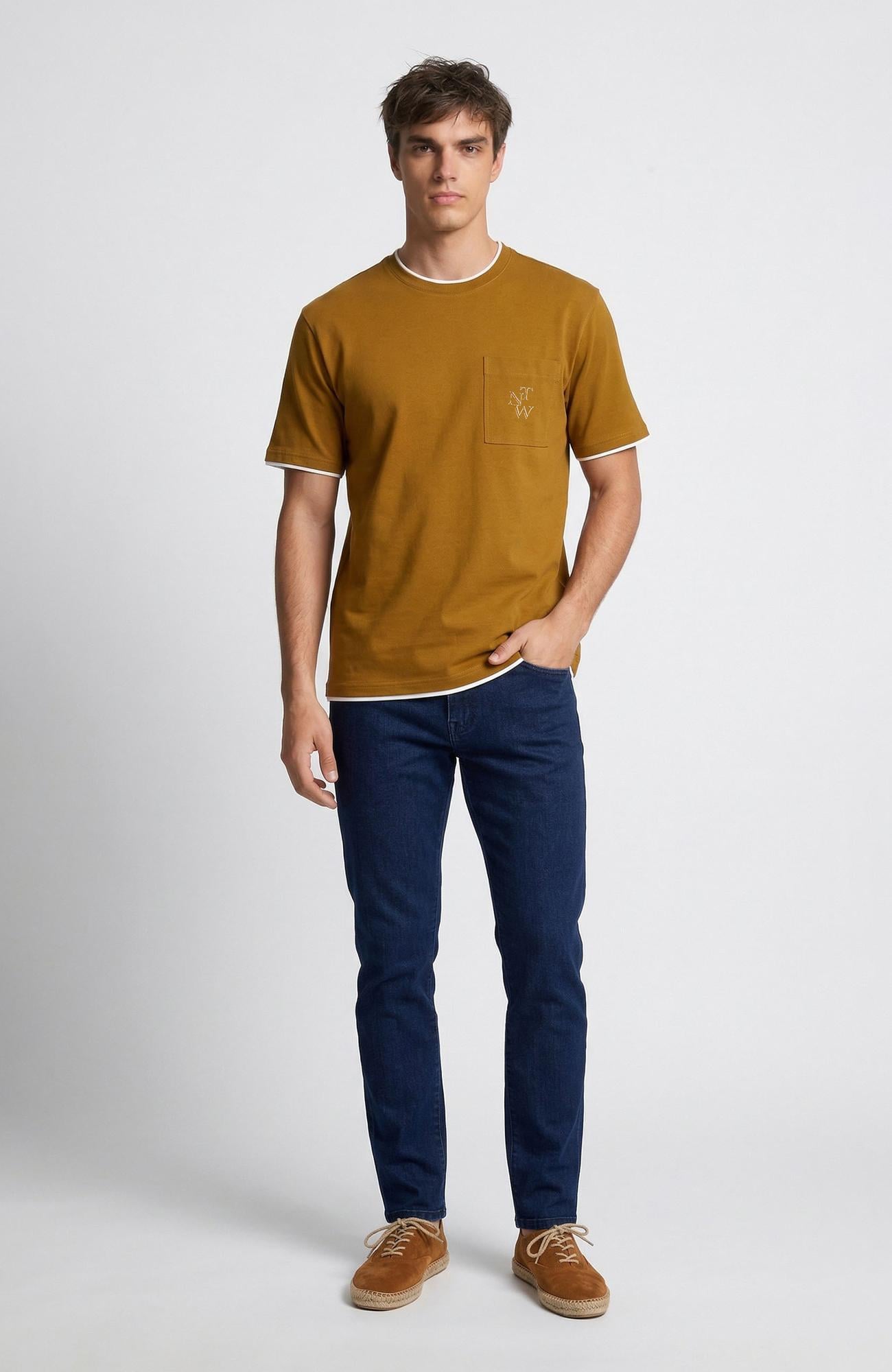 Network Erkek Yağ Yeşili Cepli Pike T-shirt