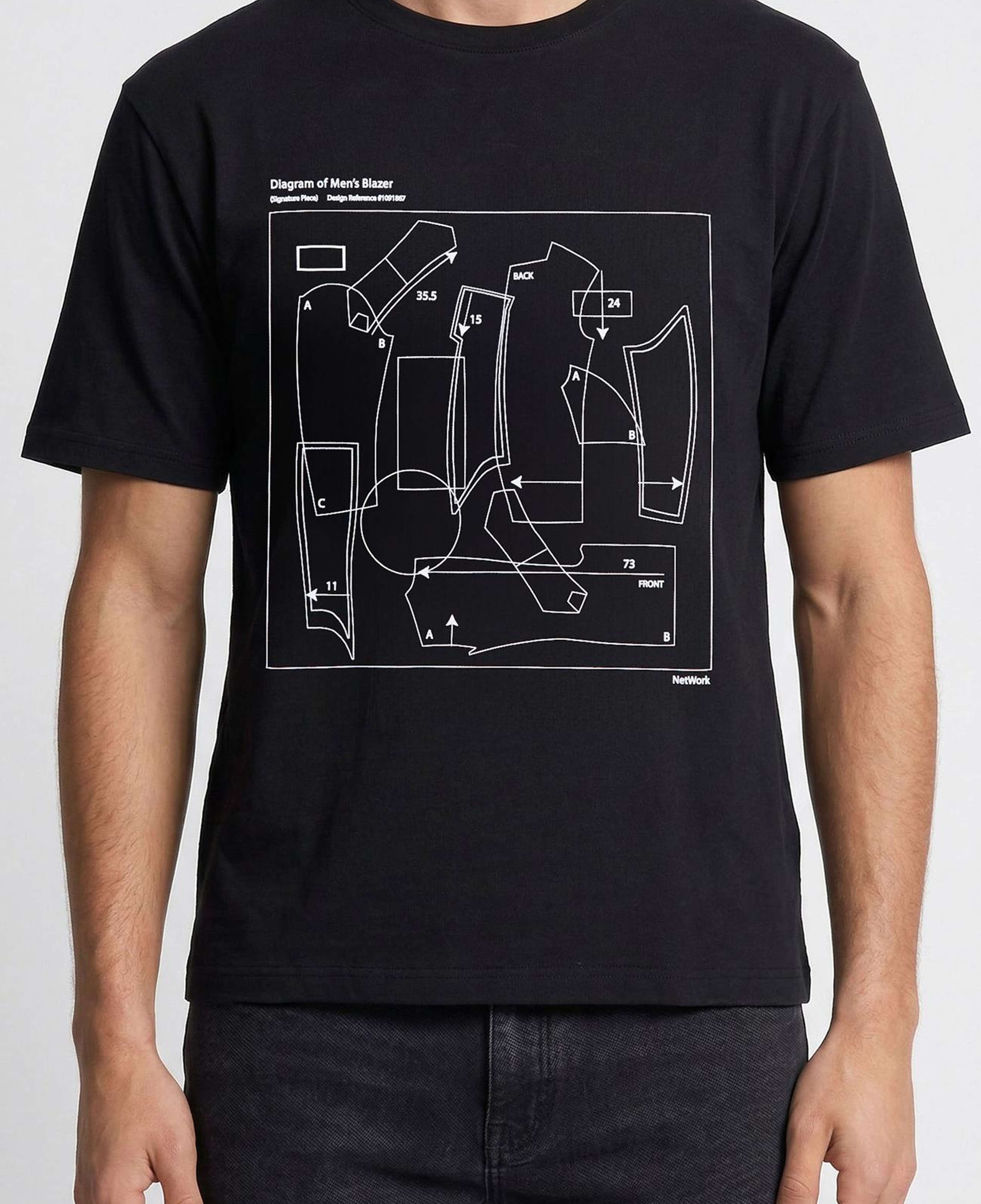 Network Erkek Siyah Baskılı T-shirt