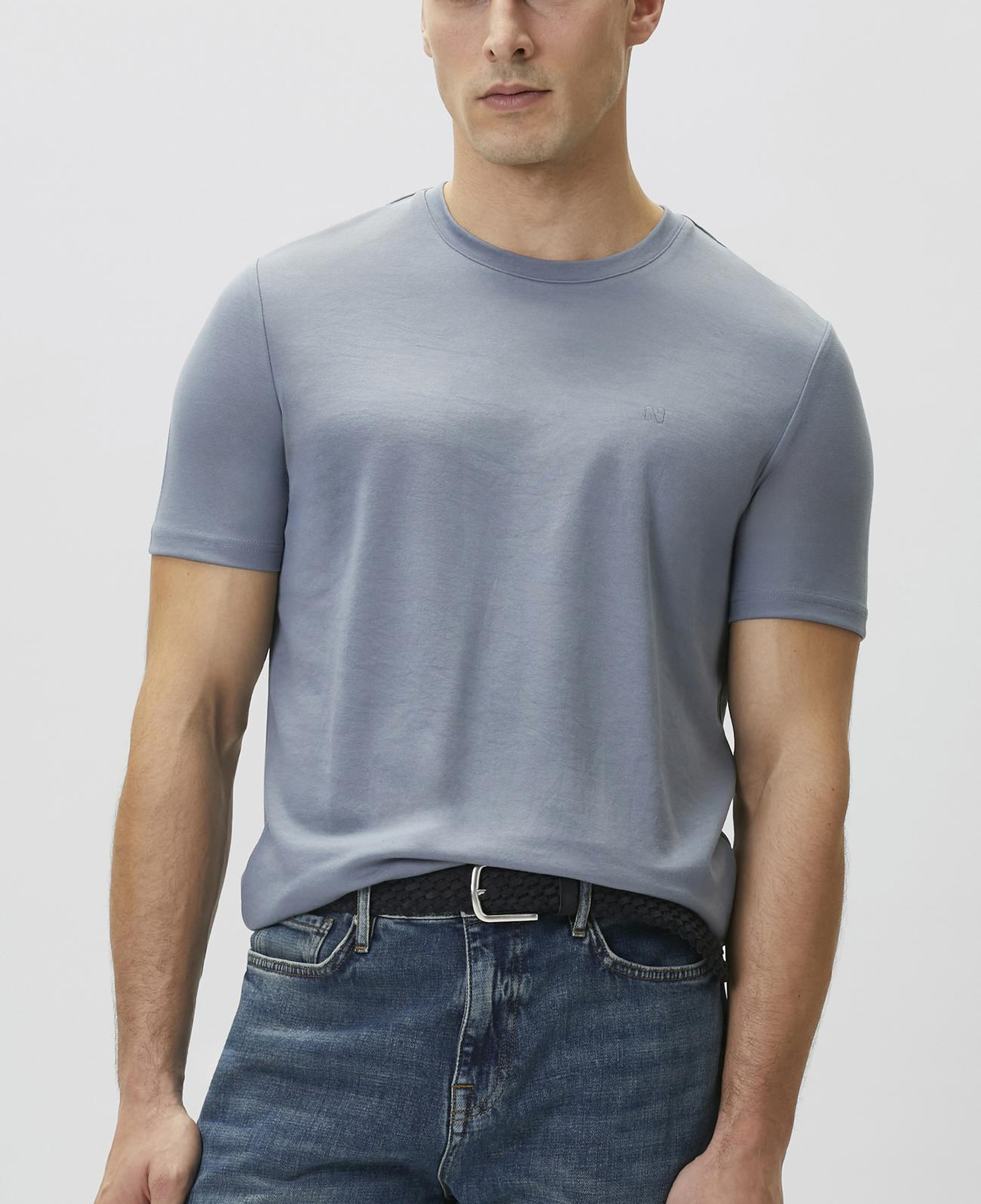Network Erkek Mavi Pike Desen Basic T-shirt