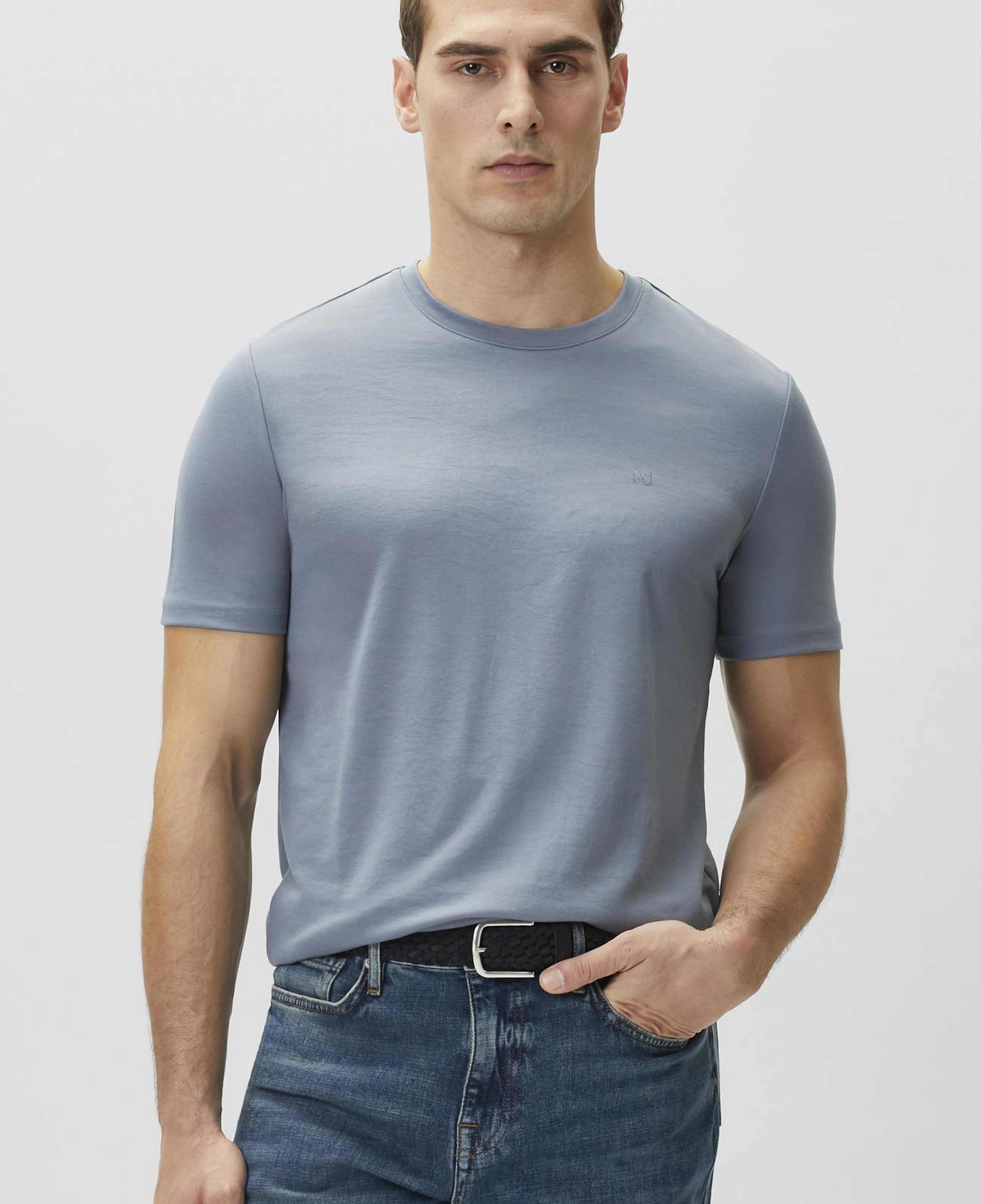 Network Erkek Mavi Pike Desen Basic T-shirt