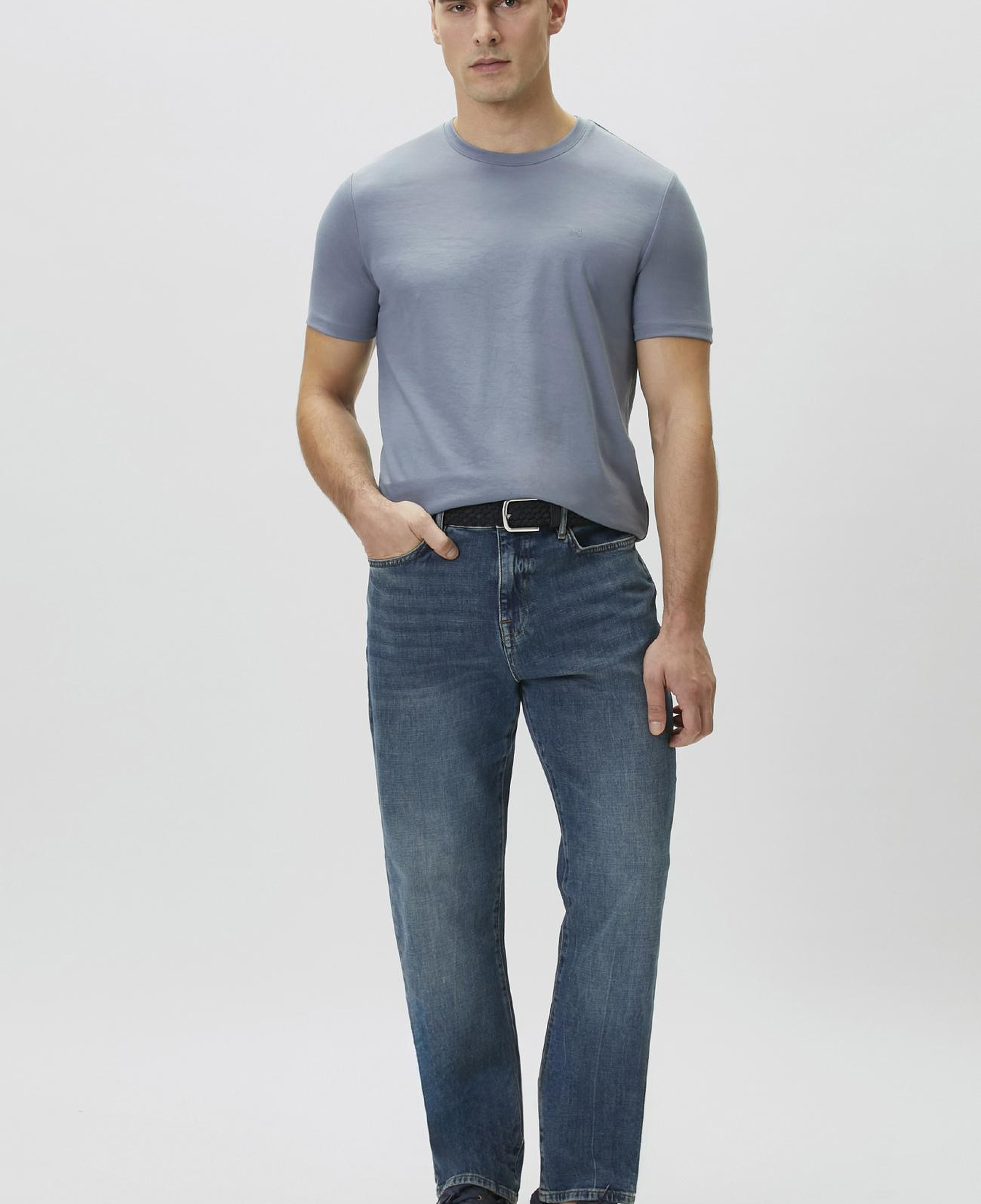 Network Erkek Mavi Pike Desen Basic T-shirt