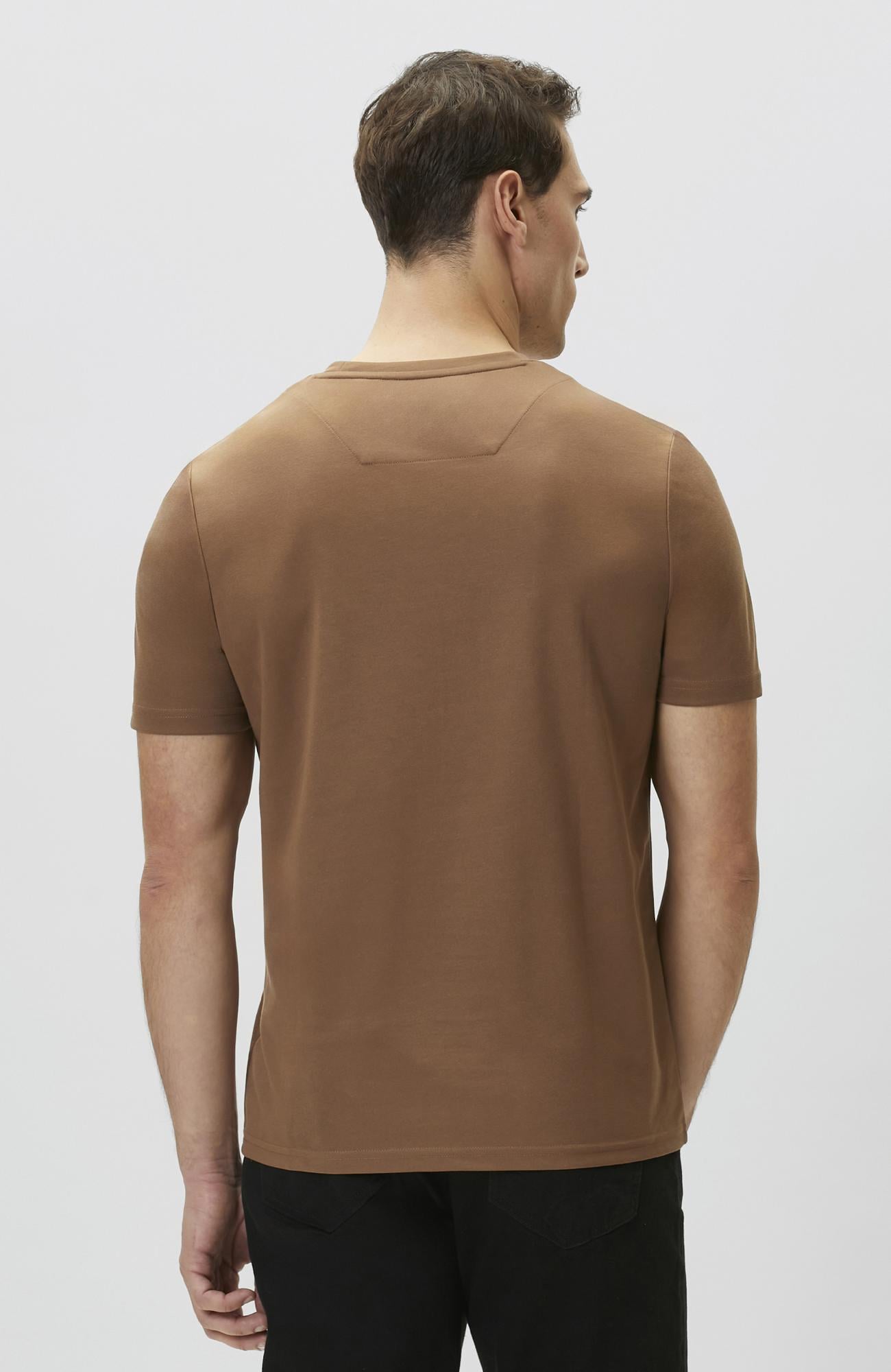 Network Erkek Kahverengi Pike Desen Basic T-shirt
