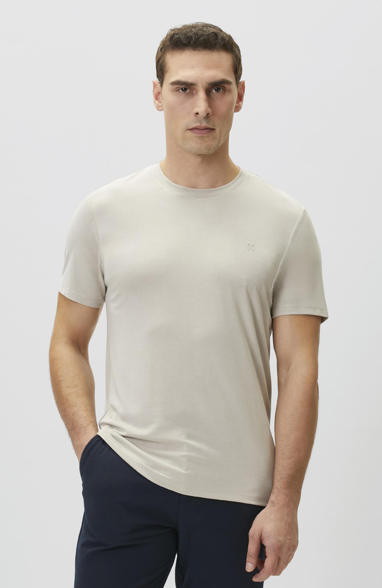 Network Erkek Bej Basic Modal T-shirt