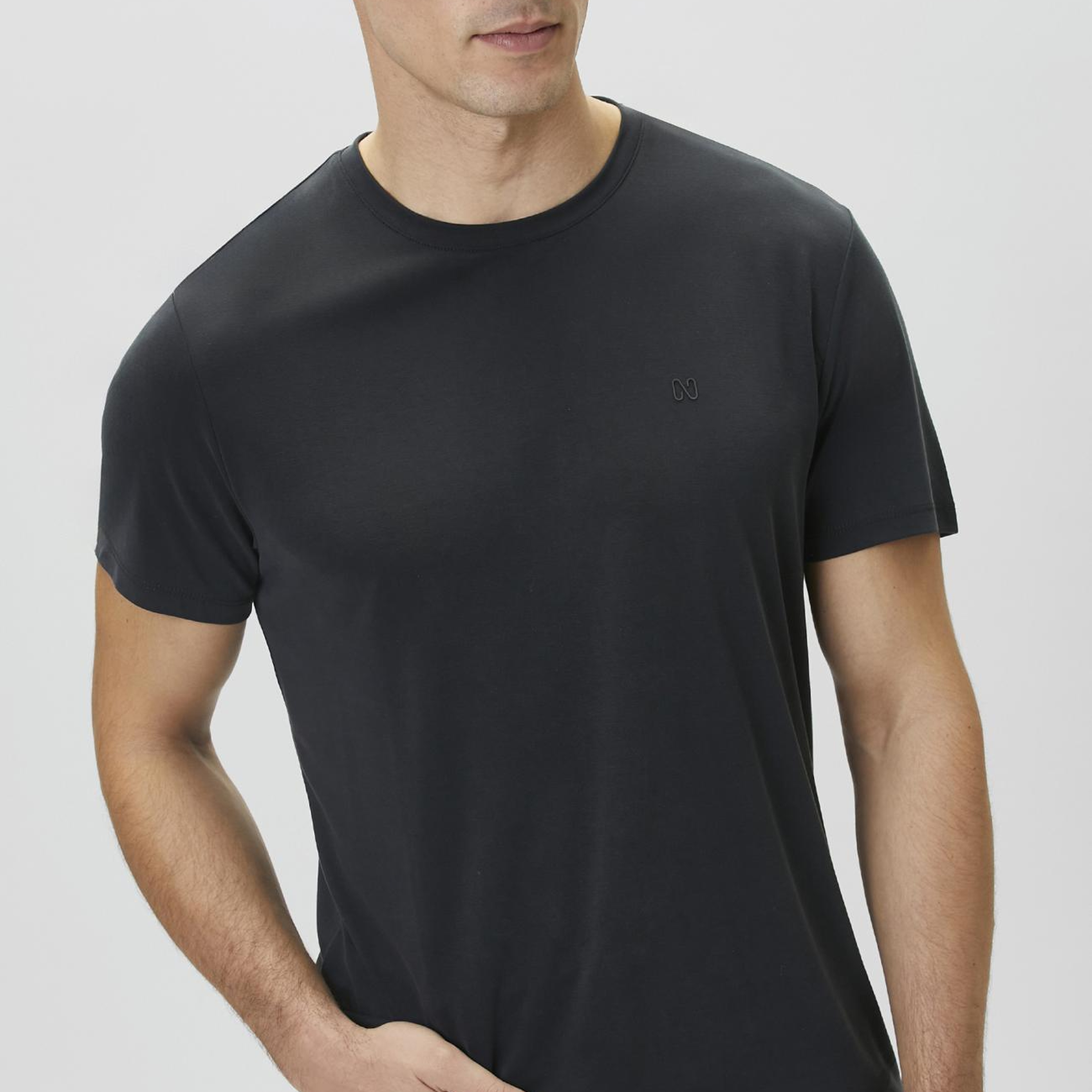Network Erkek Siyah Basic Modal T-shirt
