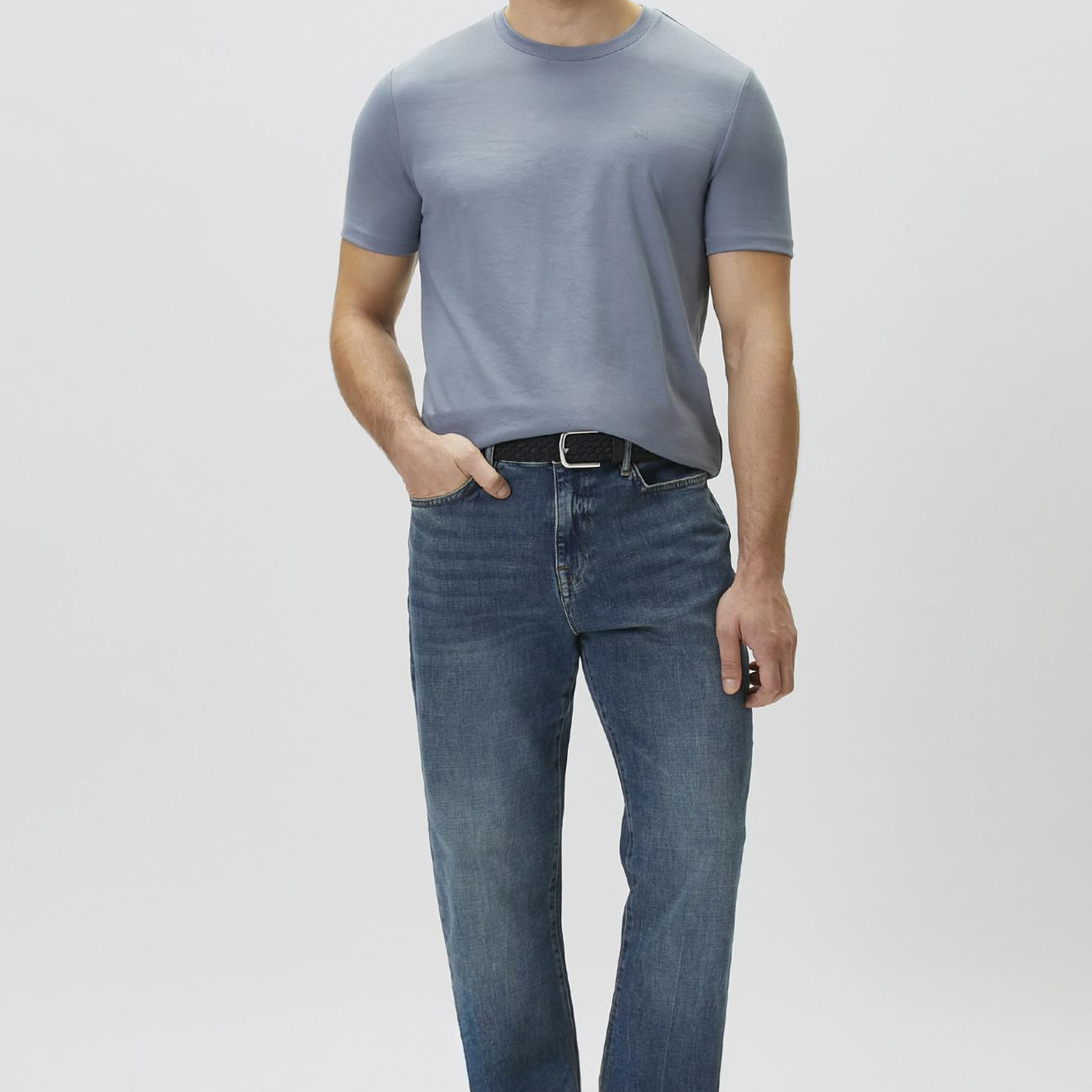 Network Erkek Mavi Pike Desen Basic T-shirt