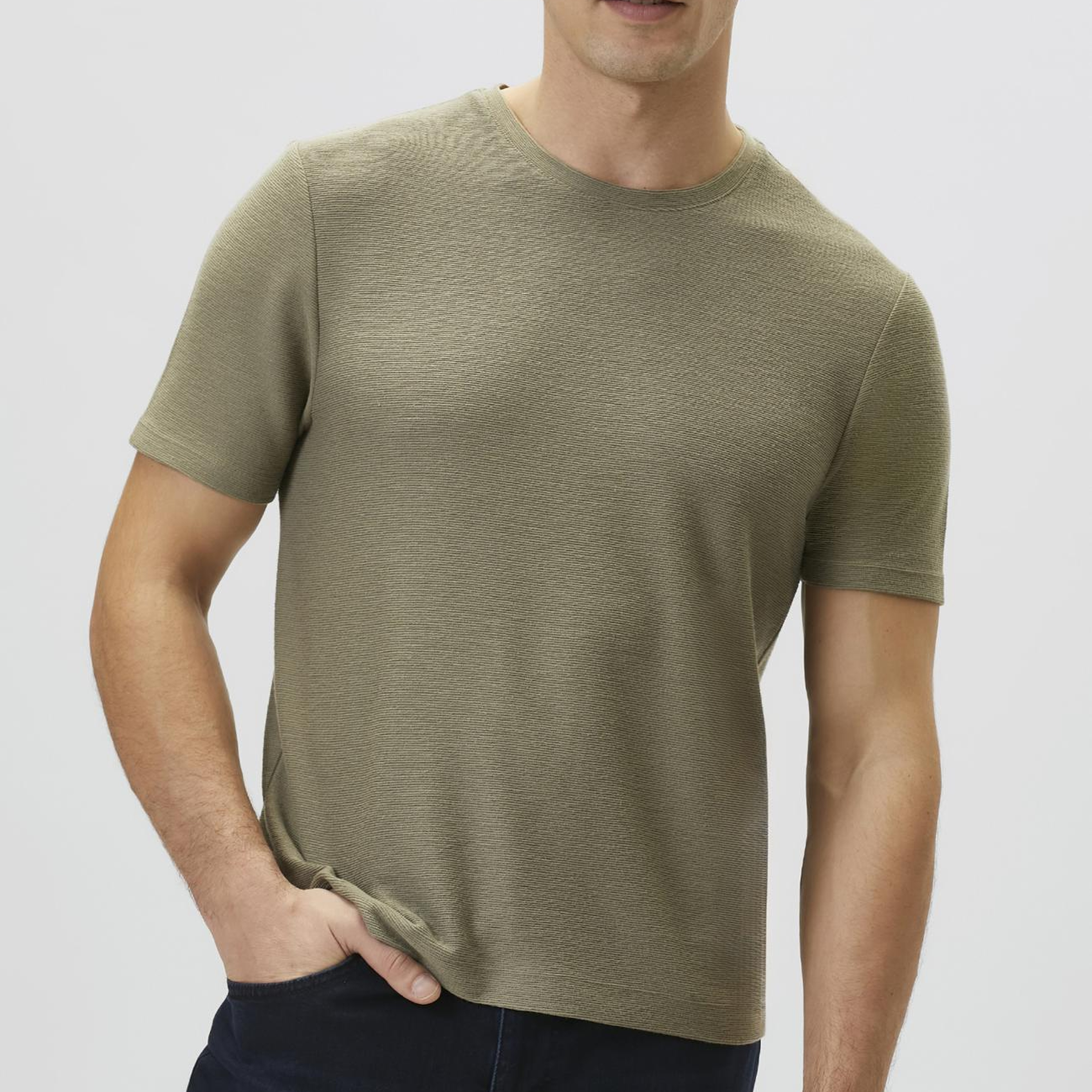 Network Erkek Haki Jakarlı T-shirt