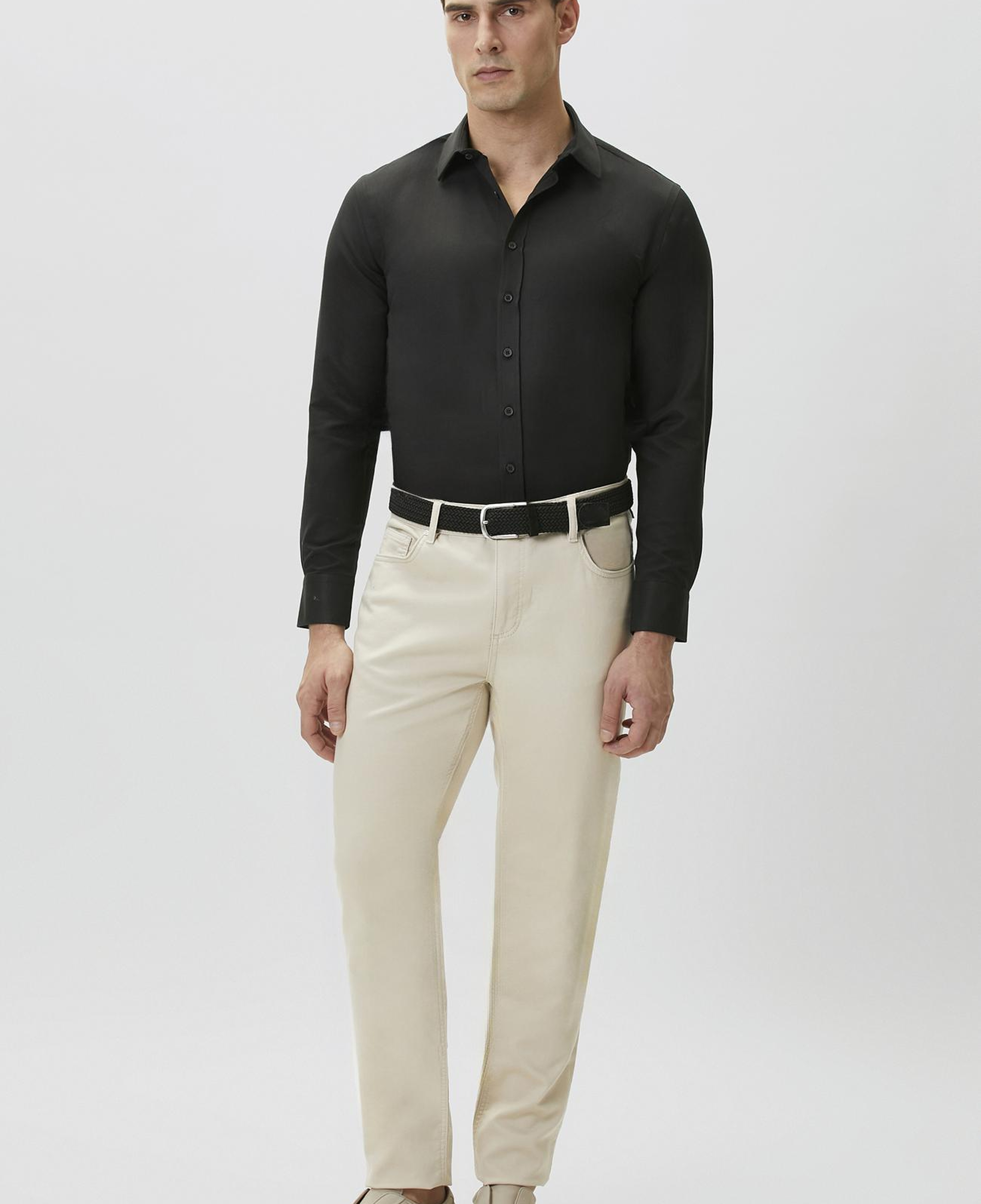 Network Erkek Slim Fit Siyah Diyagonal Cotton Gömlek
