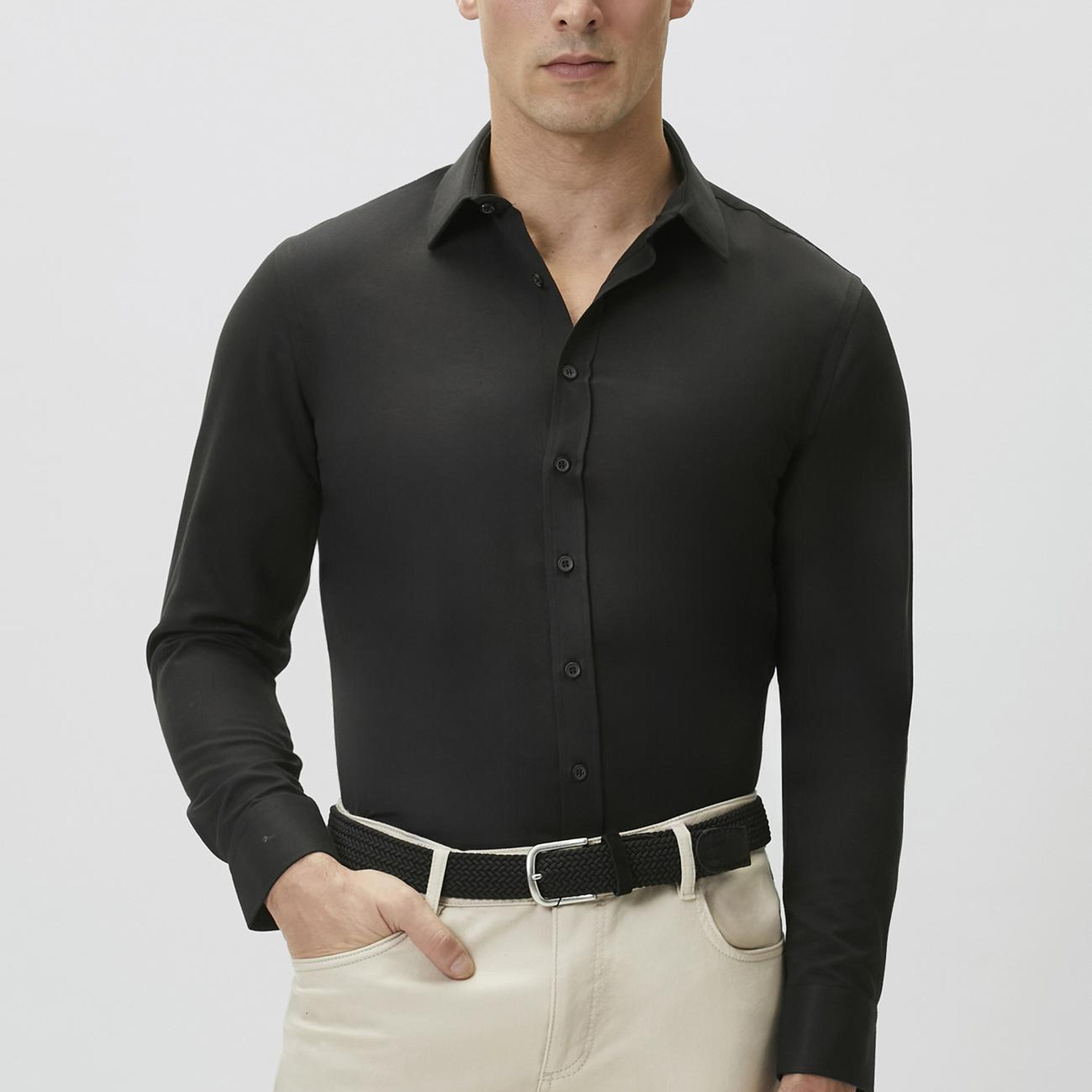 Network Erkek Slim Fit Siyah Diyagonal Cotton Gömlek