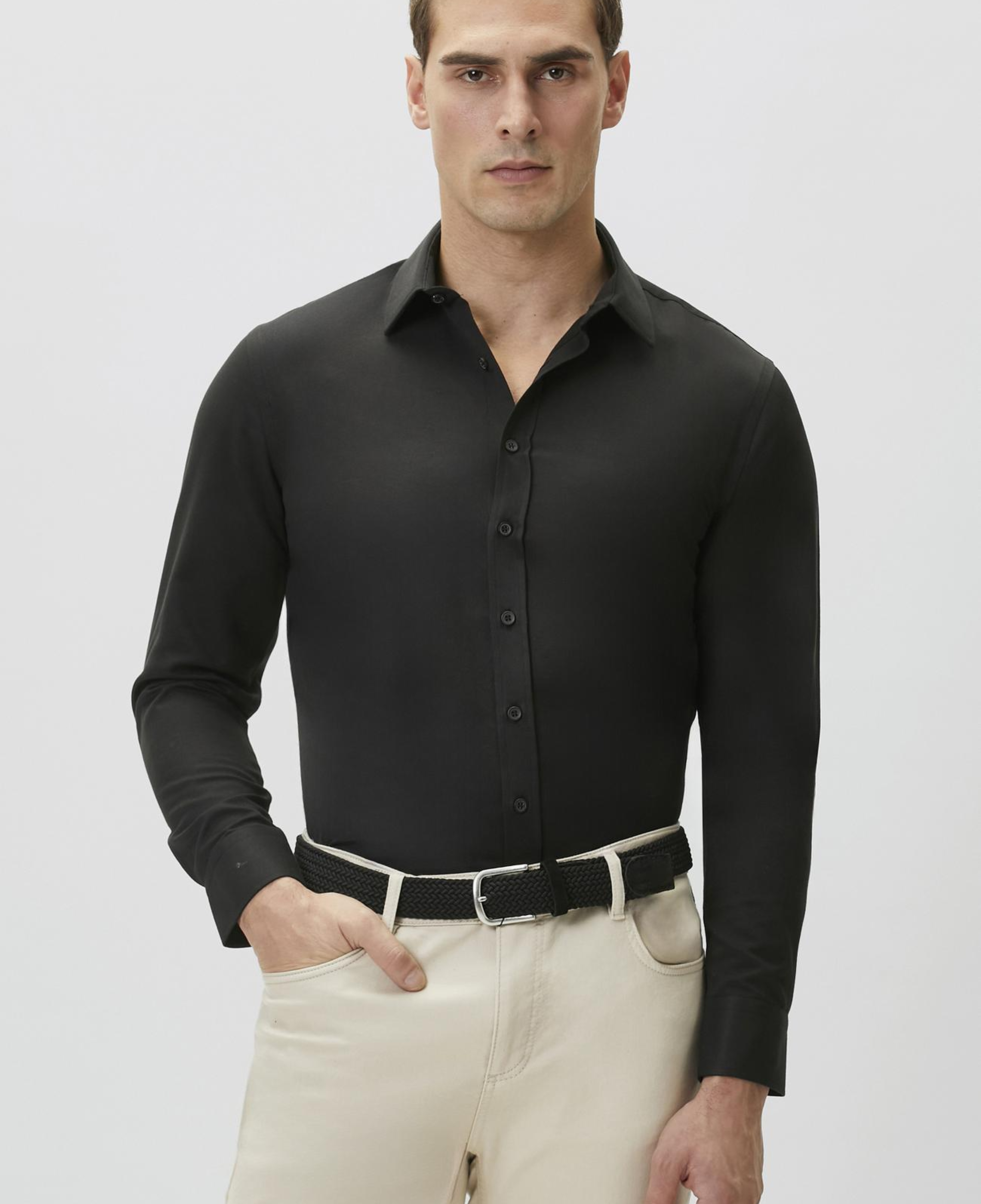 Network Erkek Slim Fit Siyah Diyagonal Cotton Gömlek