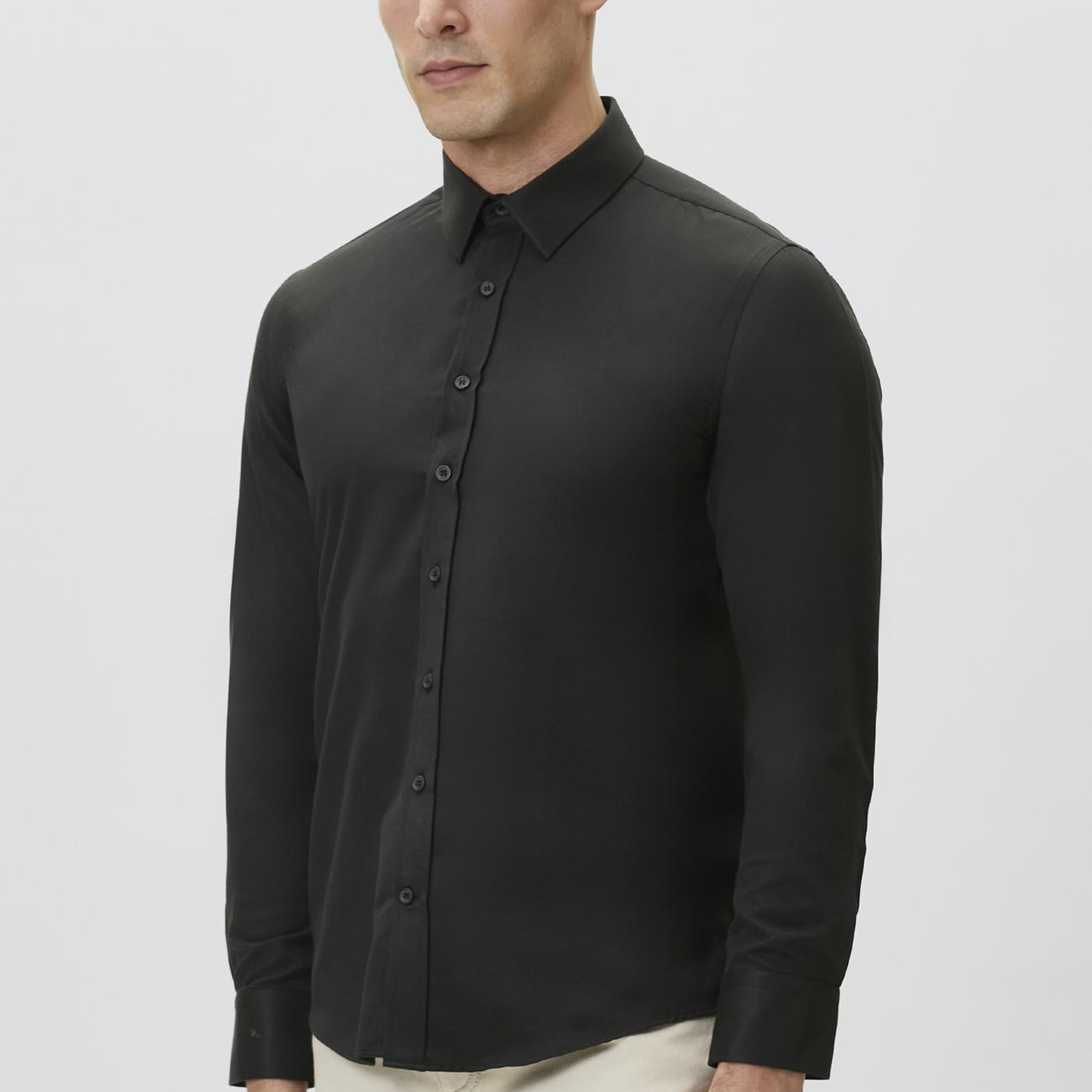 Network Erkek Slim Fit Siyah Diyagonal Cotton Gömlek