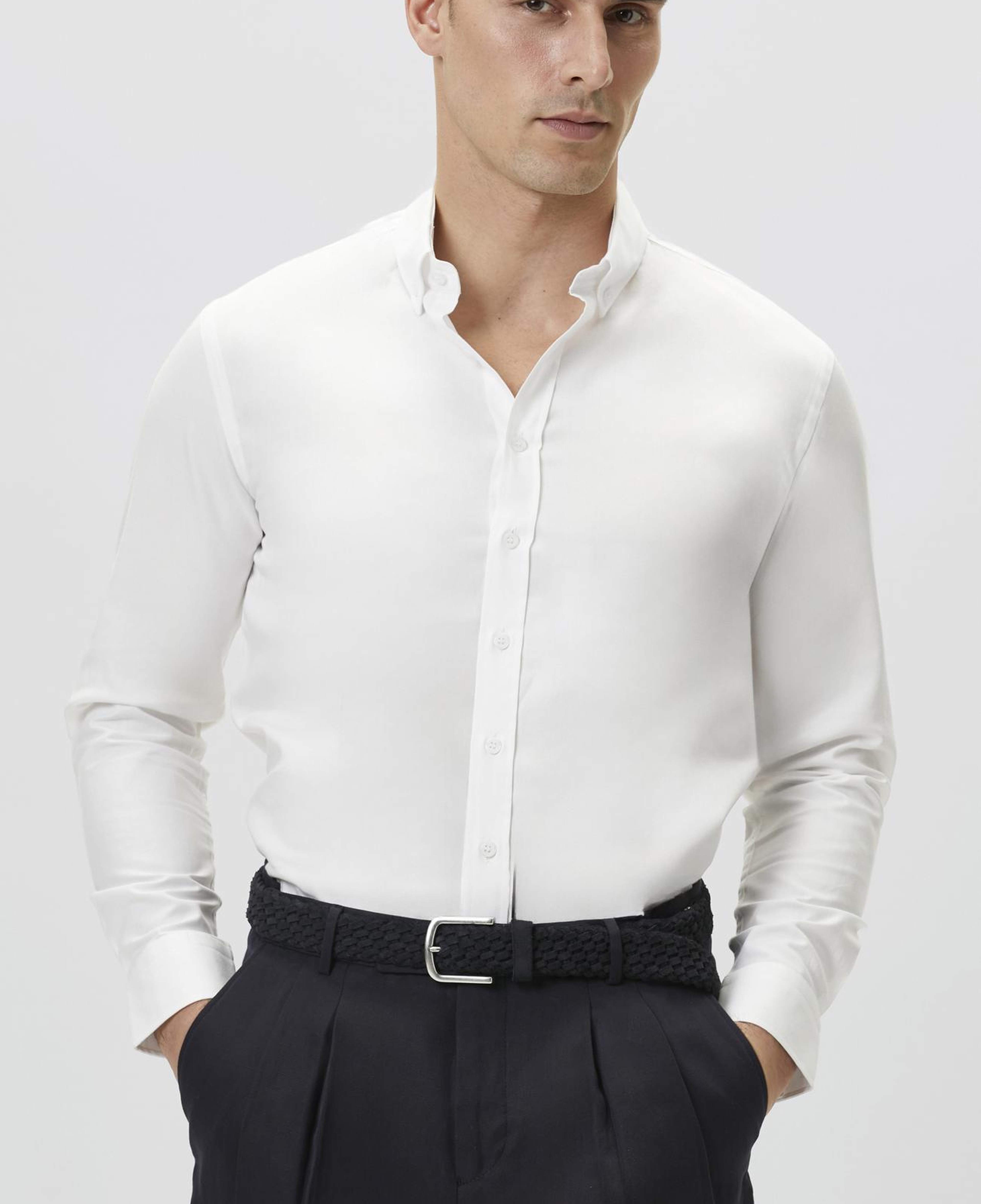 Network Erkek Slim Fit Beyaz Oxford Gömlek