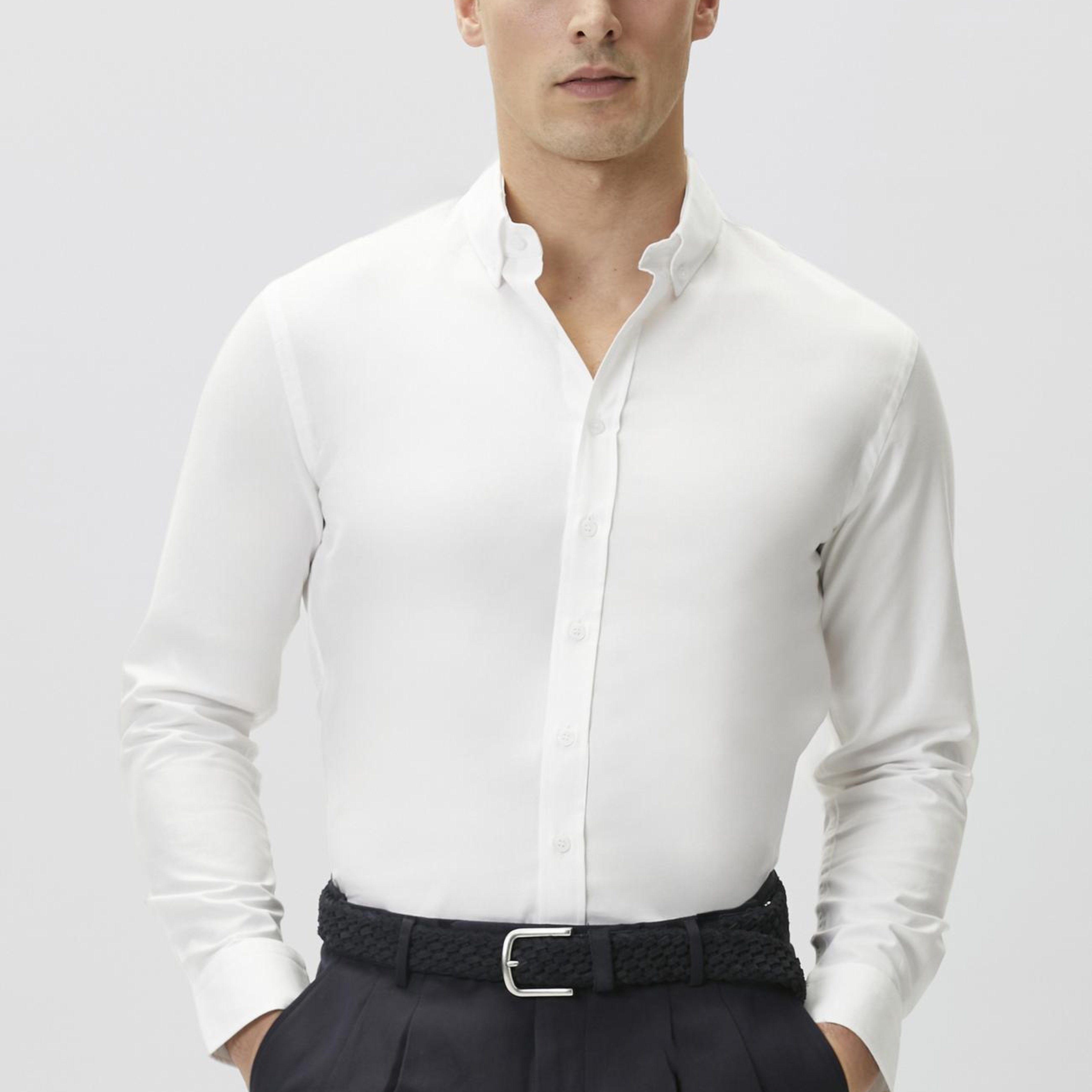Network Erkek Slim Fit Beyaz Oxford Gömlek