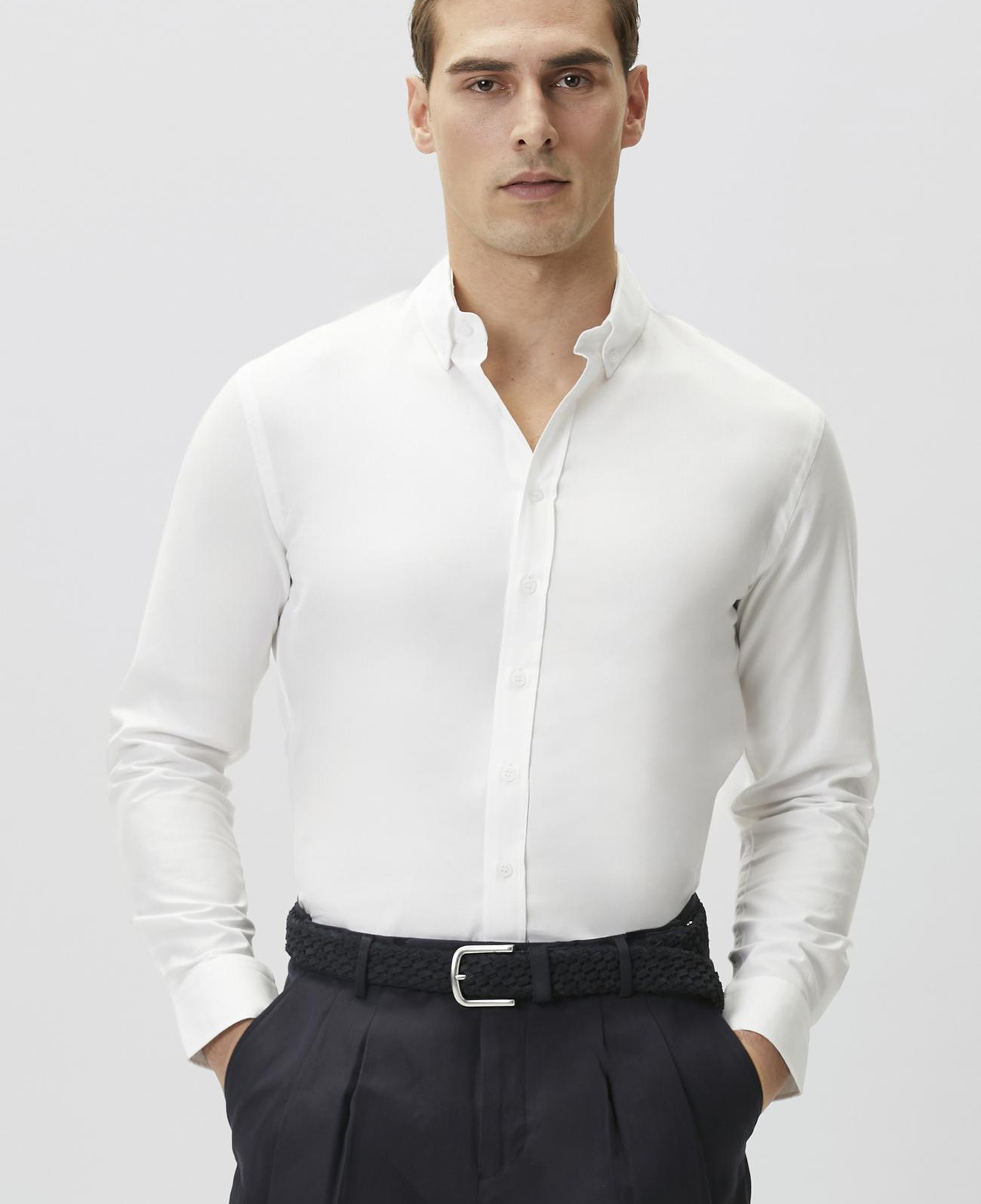 Network Erkek Slim Fit Beyaz Oxford Gömlek