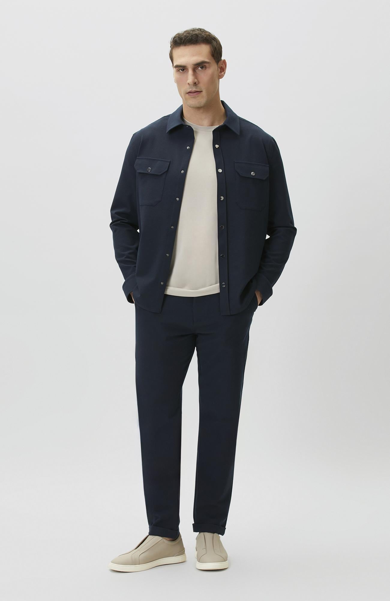 Network Erkek Jogger Fit Lacivert Gofreli Dokuma Pantolon