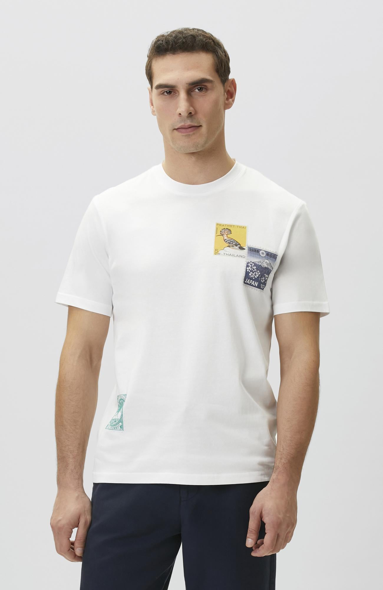 Network Erkek Beyaz Baskılı T-shirt