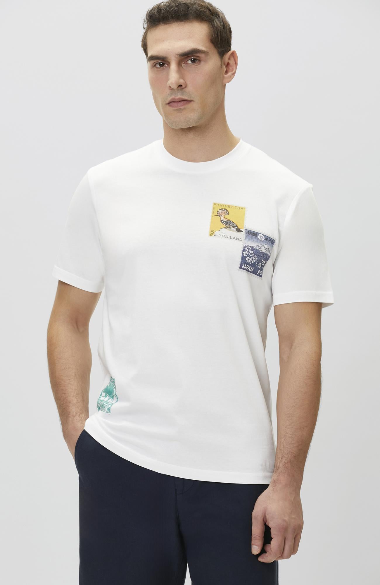 Network Erkek Beyaz Baskılı T-shirt