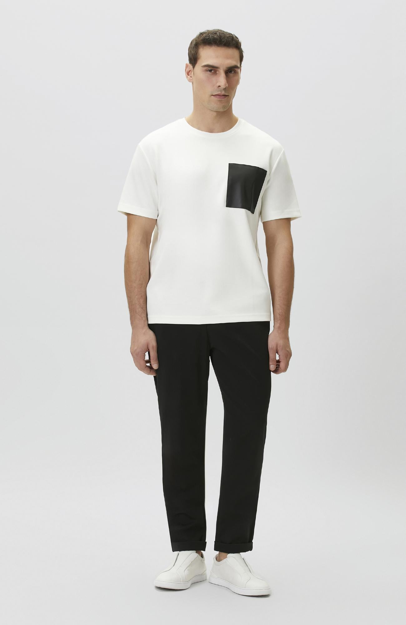 Network Erkek Comfort Fit Beyaz Göğüs Cep Detaylı Sweatshirt