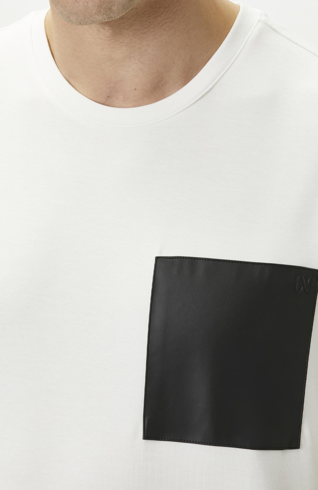 Network Erkek Comfort Fit Beyaz Göğüs Cep Detaylı Sweatshirt
