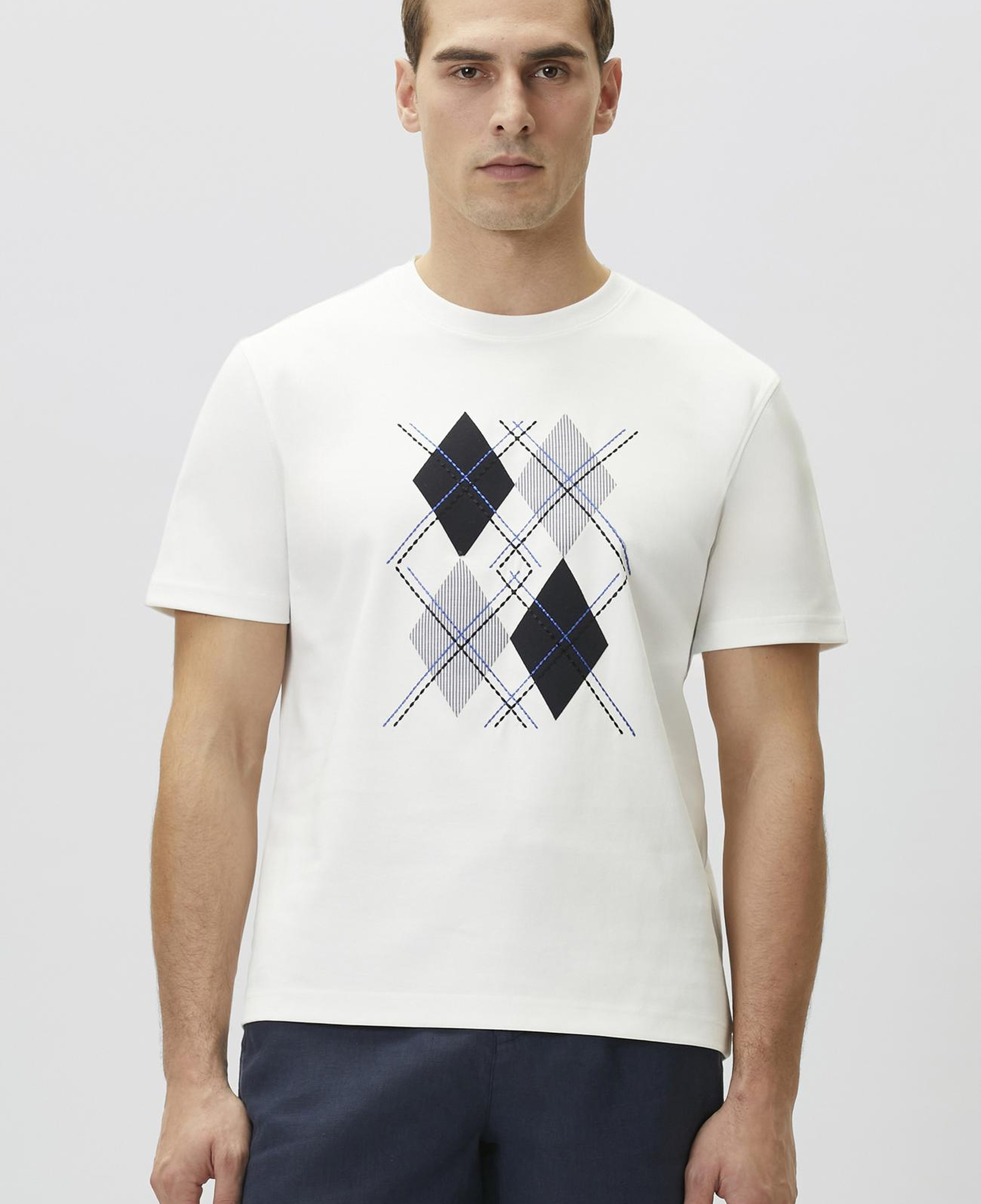 Network Erkek Beyaz Nakışlı T-shirt