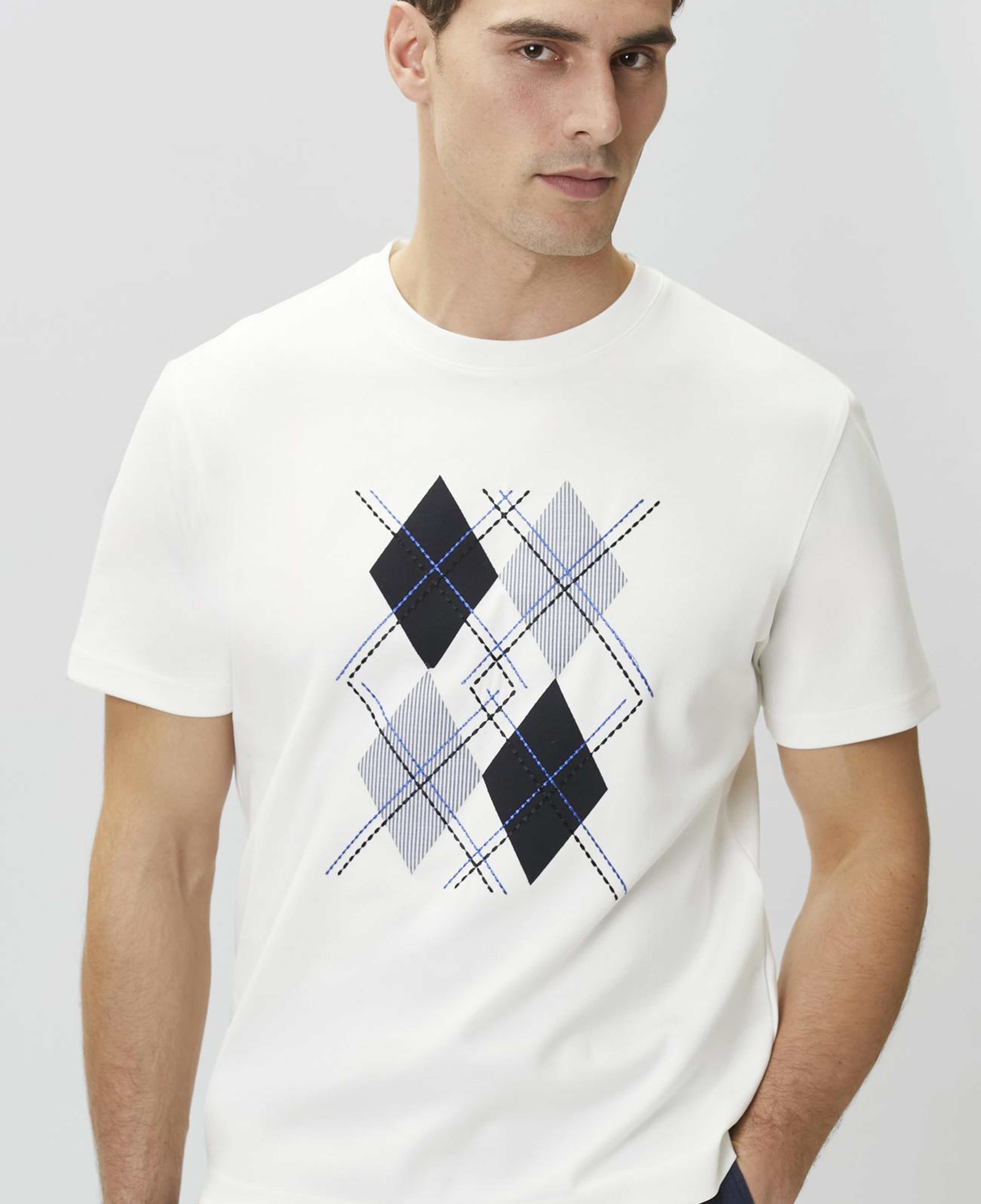 Network Erkek Beyaz Nakışlı T-shirt