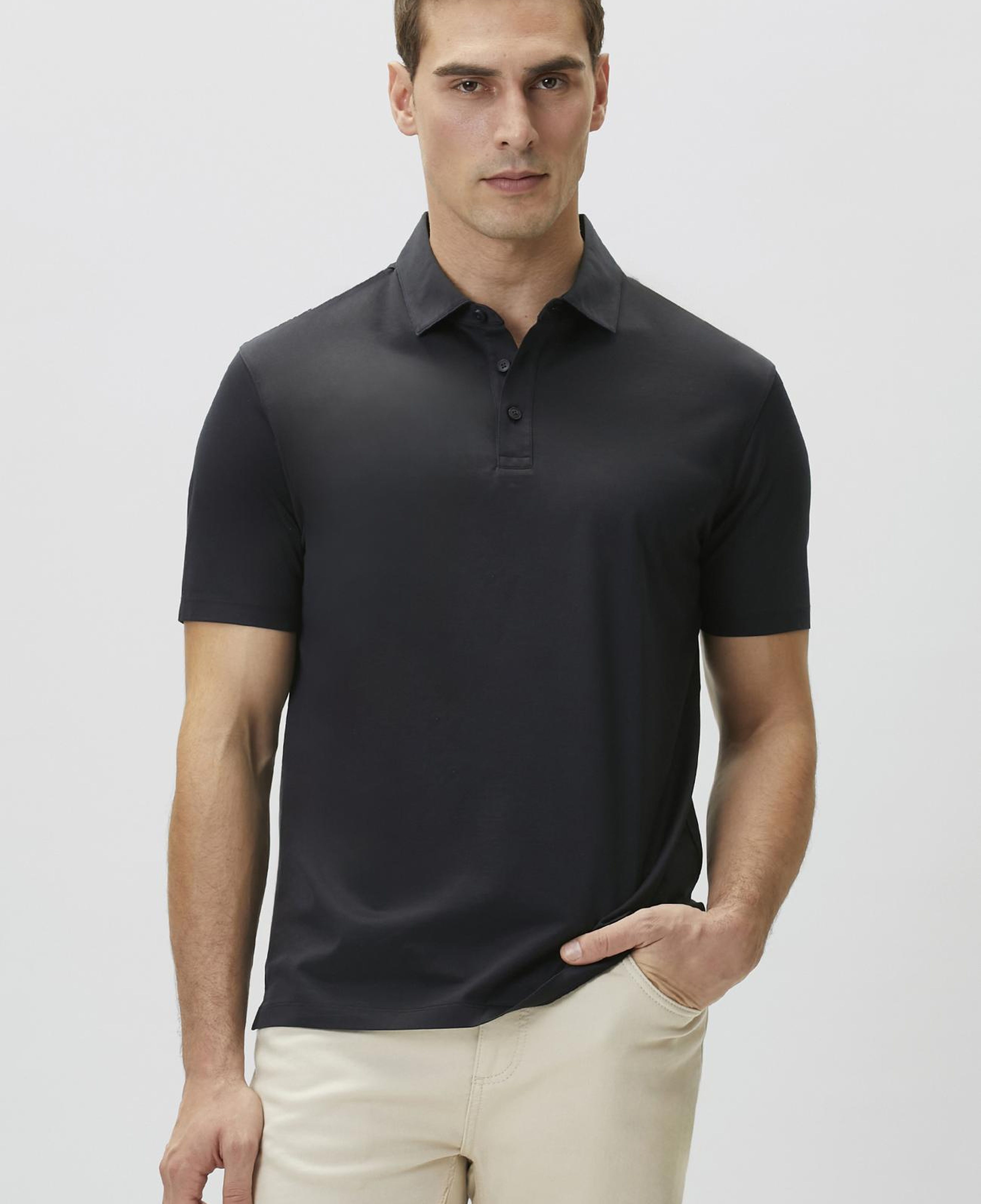 Network Erkek Non-Iron Polo Yaka Siyah T-shirt