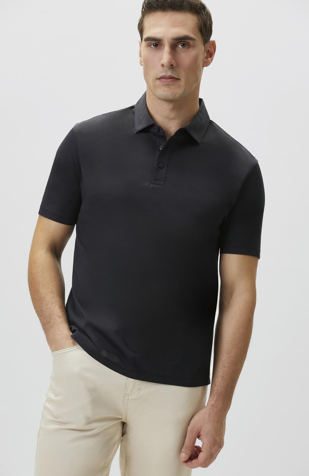 Network Erkek Non-Iron Polo Yaka Siyah T-shirt