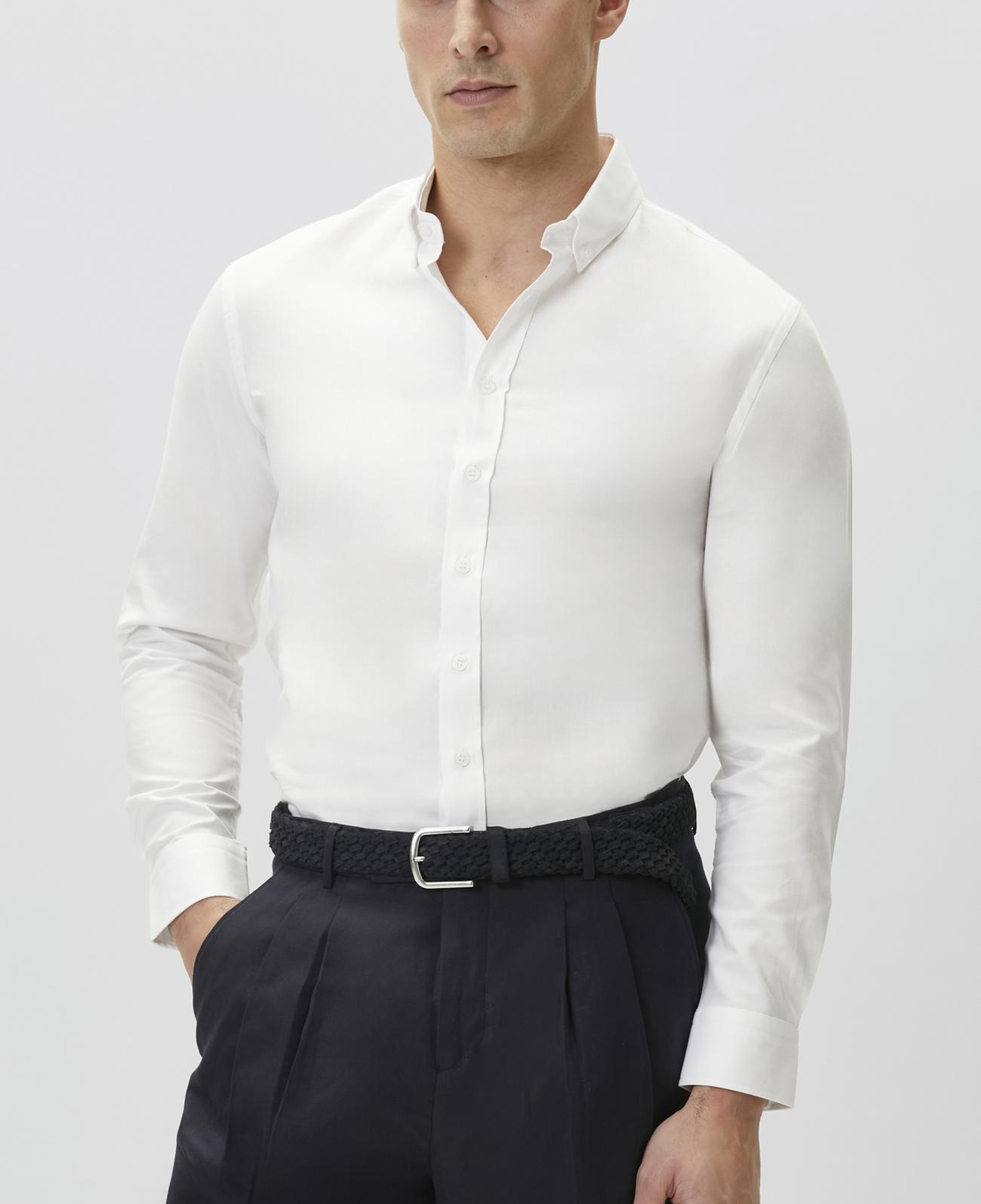 Network Erkek Slim Fit Beyaz Oxford Gömlek