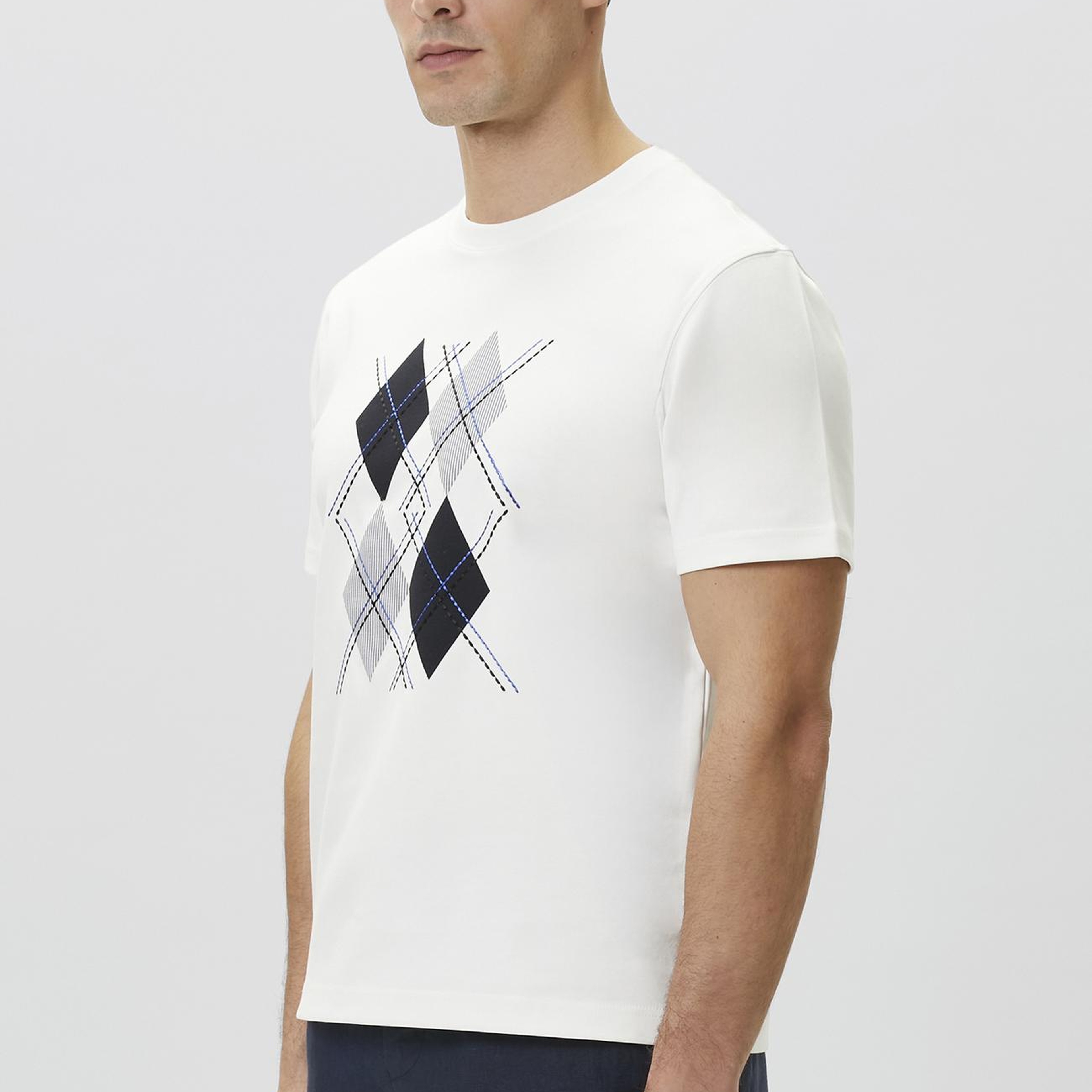 Network Erkek Beyaz Nakışlı T-shirt