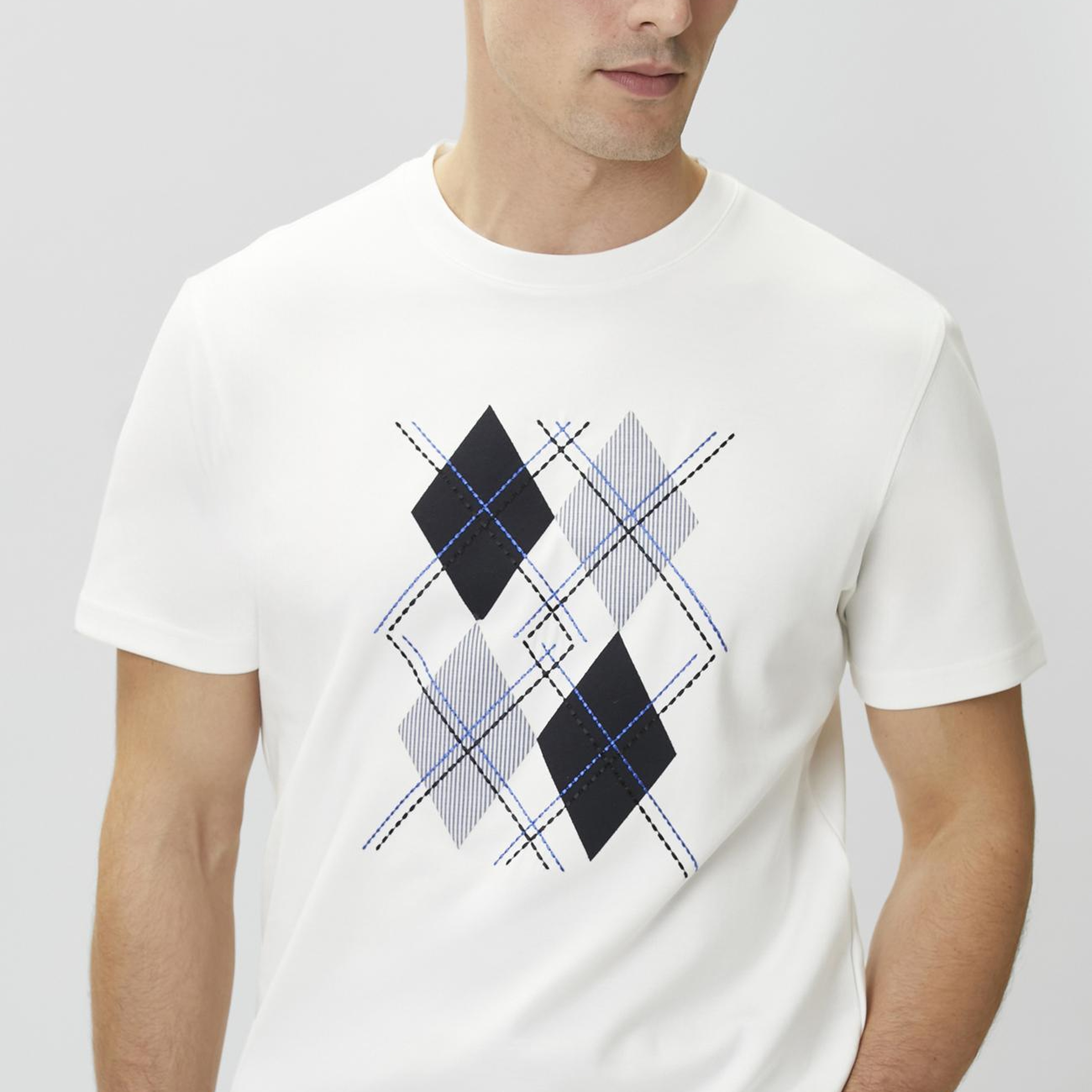 Network Erkek Beyaz Nakışlı T-shirt
