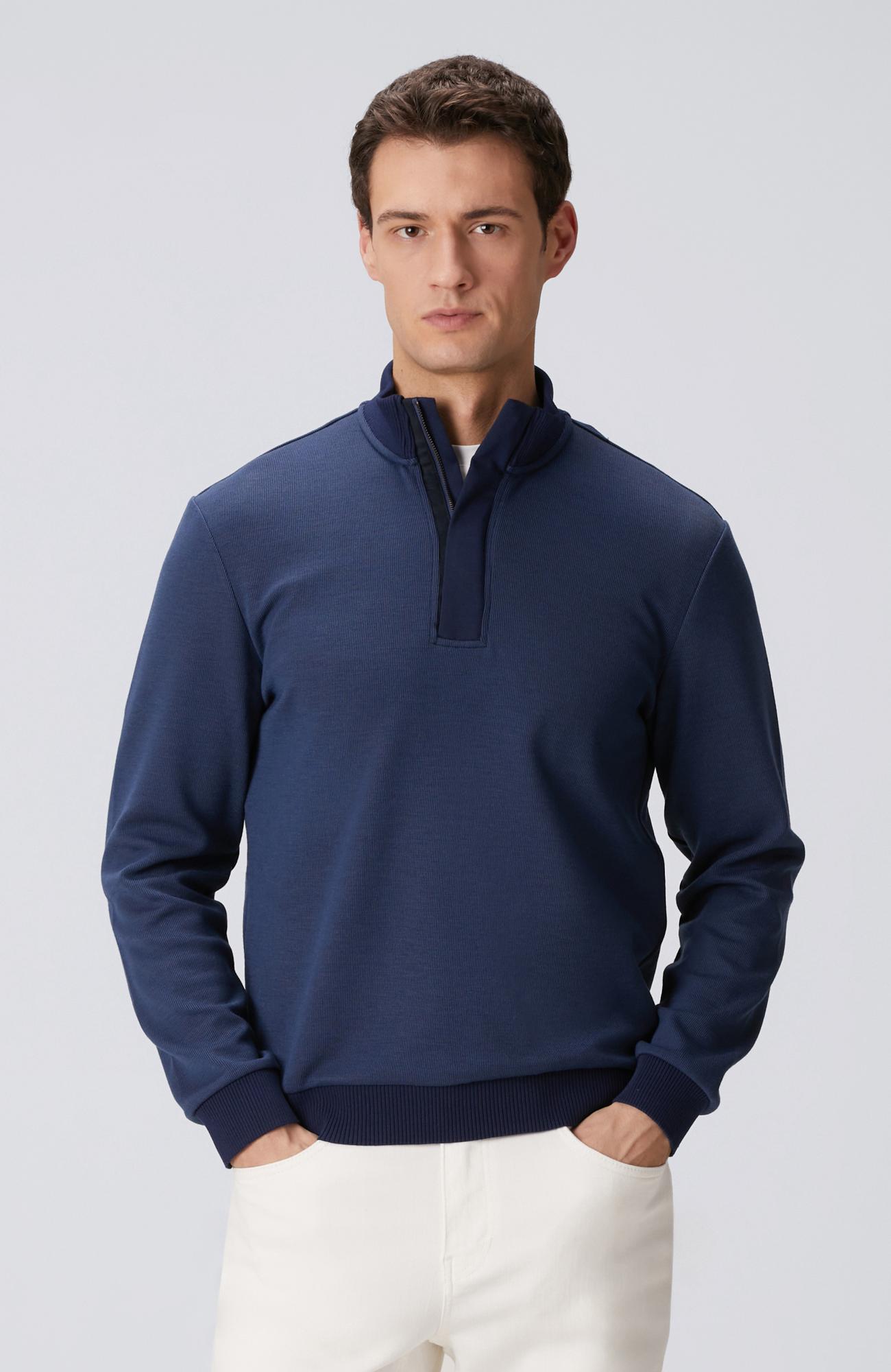 Network Erkek Lacivert Fermuarlı Yaka Garnili Sweatshirt