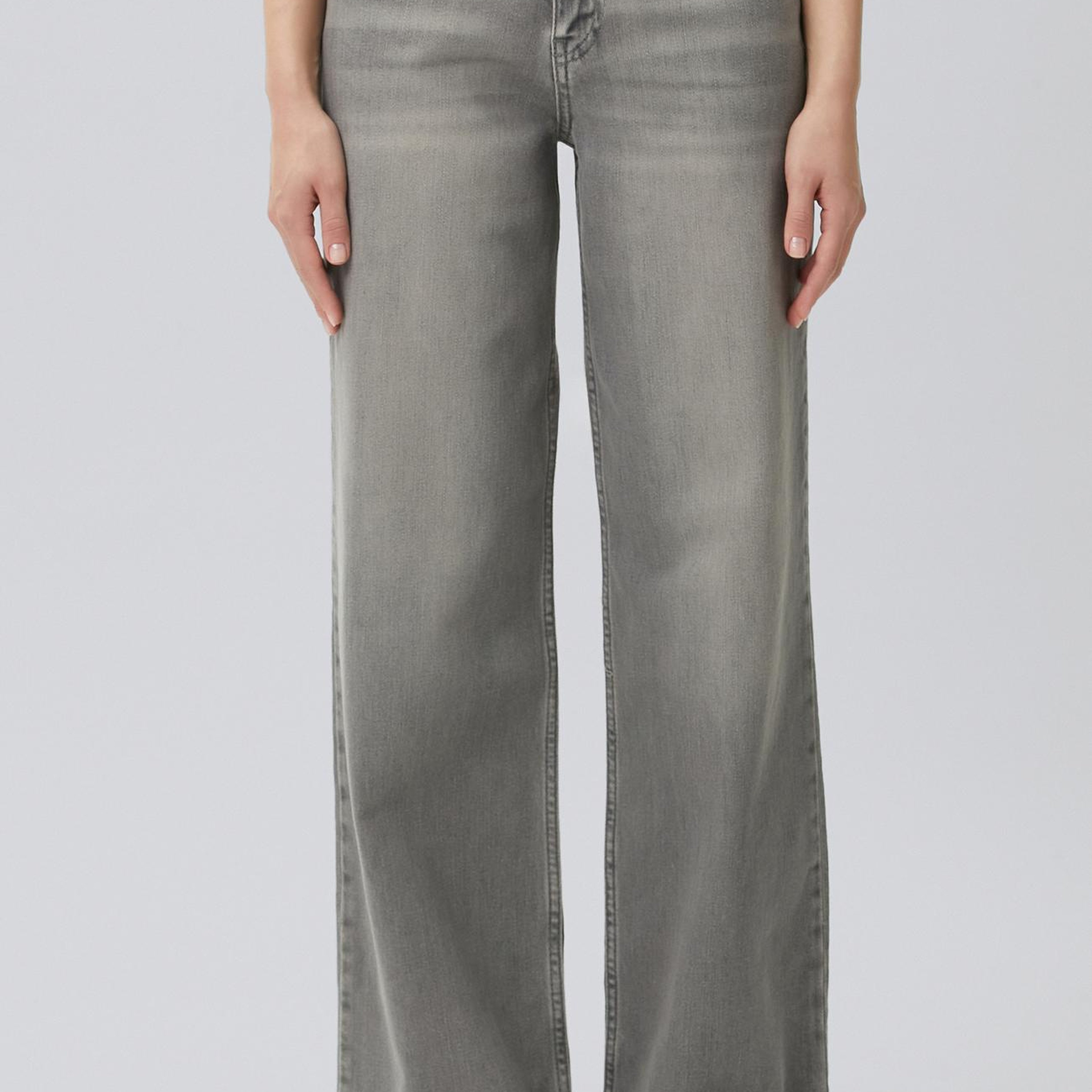 Network Kadın Koyu Gri Wide Leg Denim Pantolon