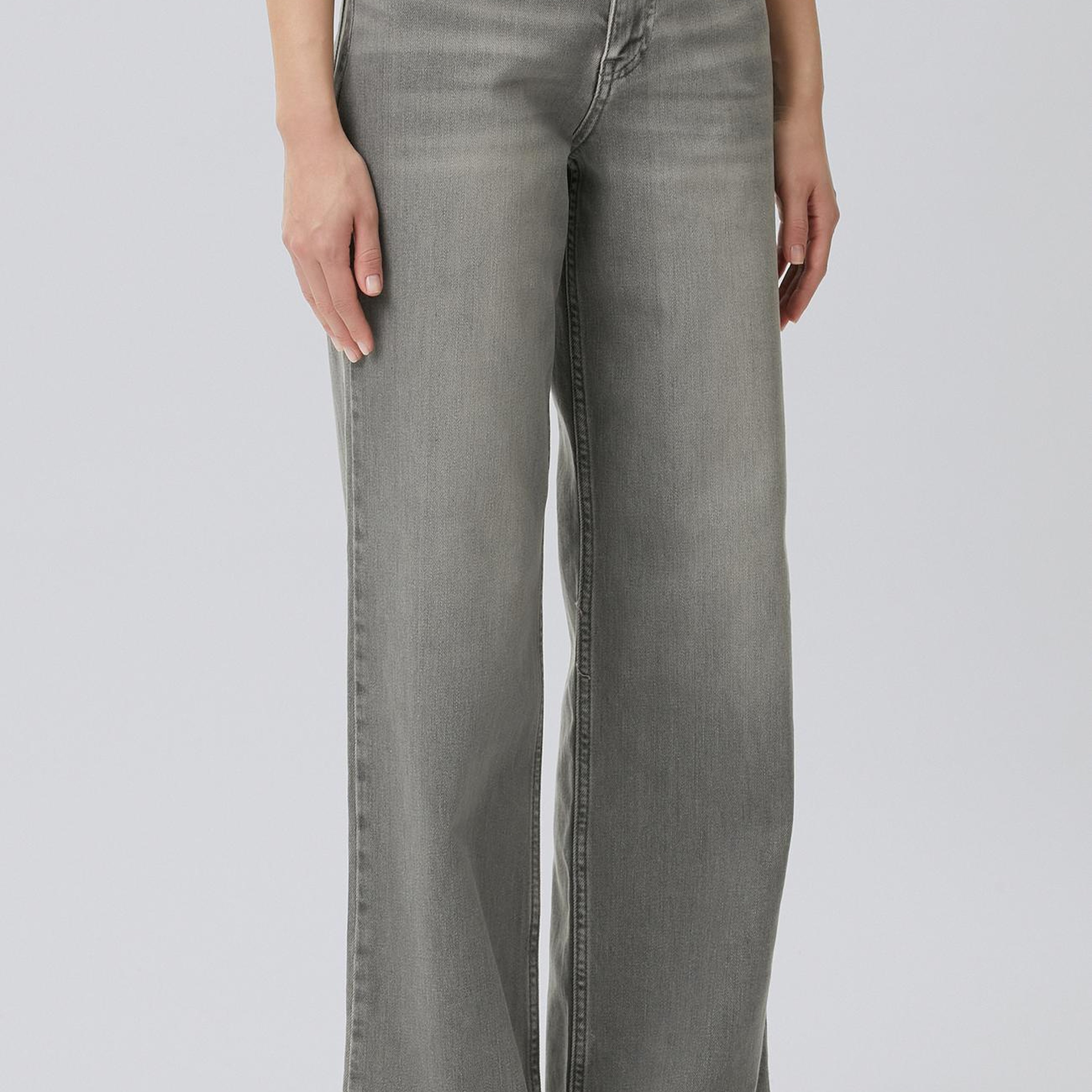 Network Kadın Koyu Gri Wide Leg Denim Pantolon