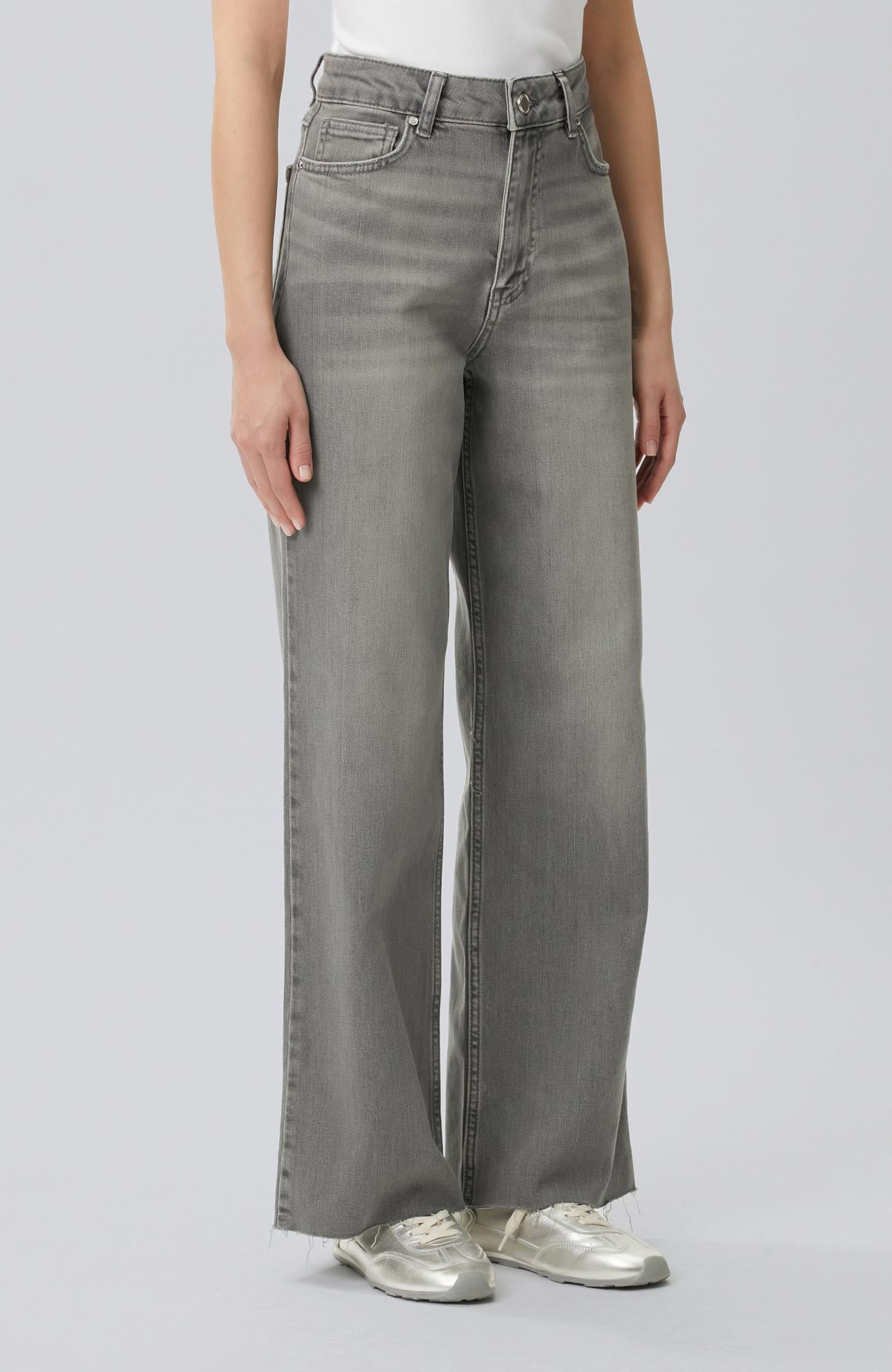 Network Kadın Koyu Gri Wide Leg Denim Pantolon