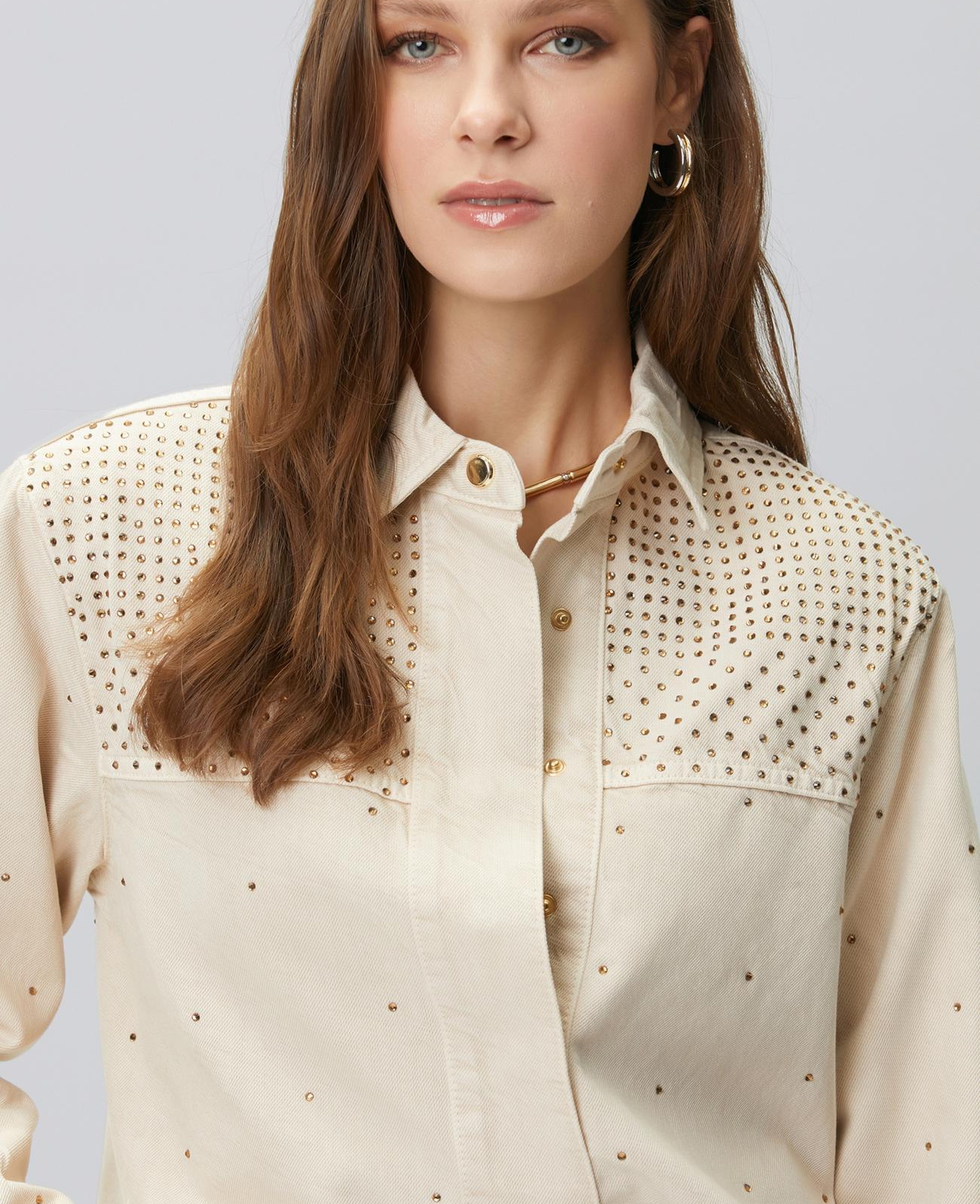 Network Kadın Bej Hotfixli Denim Mont
