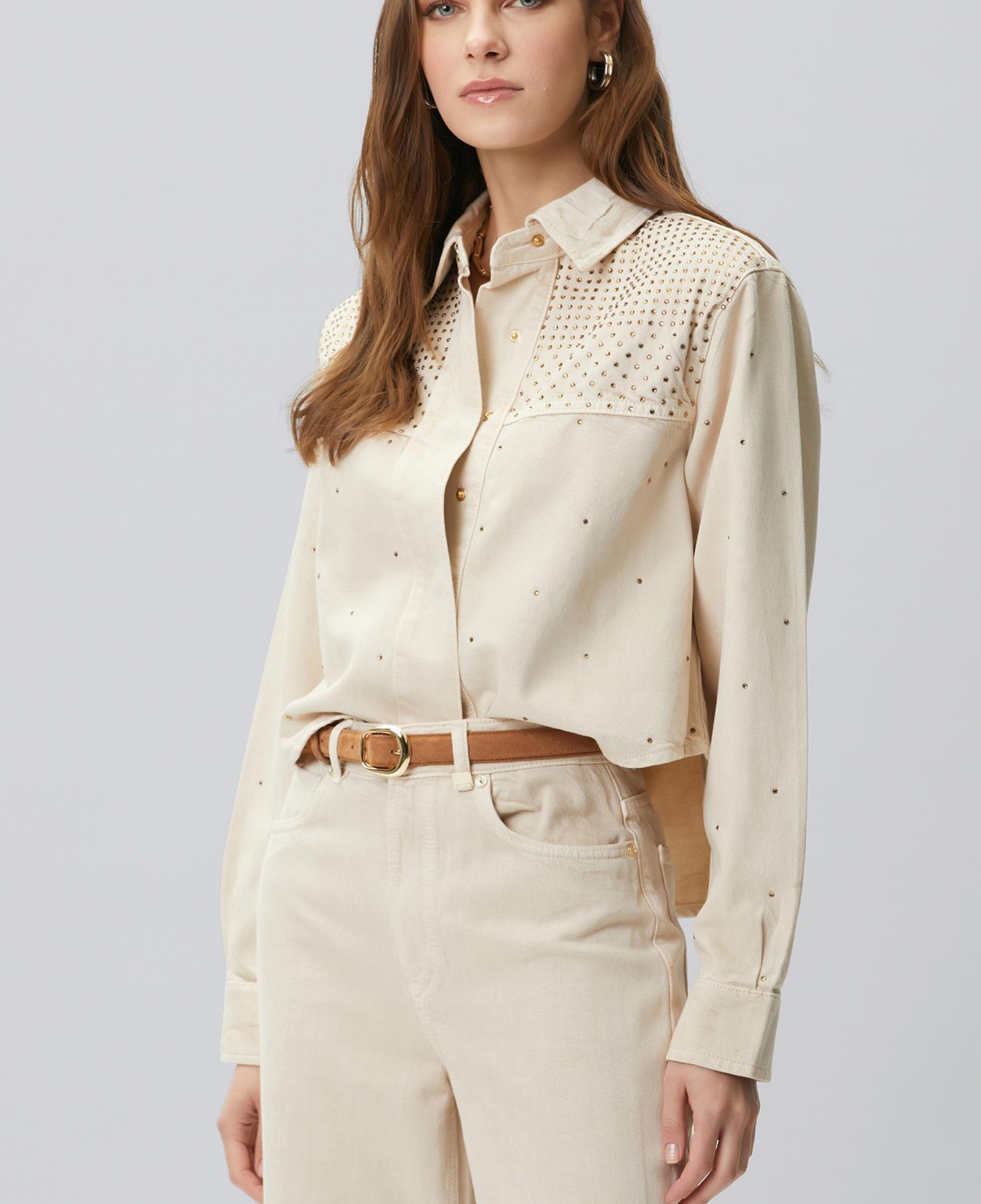 Network Kadın Bej Hotfixli Denim Mont