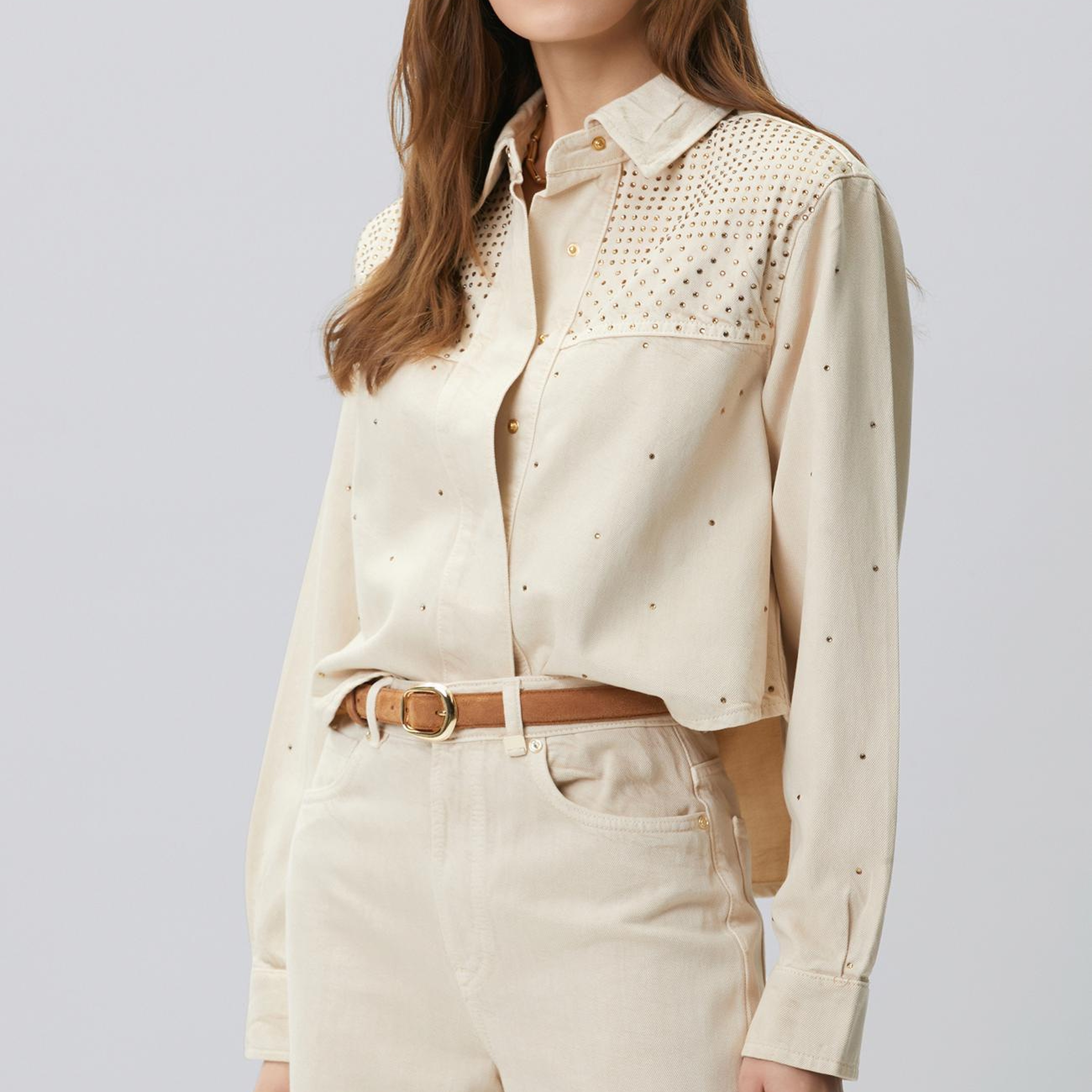 Network Kadın Bej Hotfixli Denim Mont