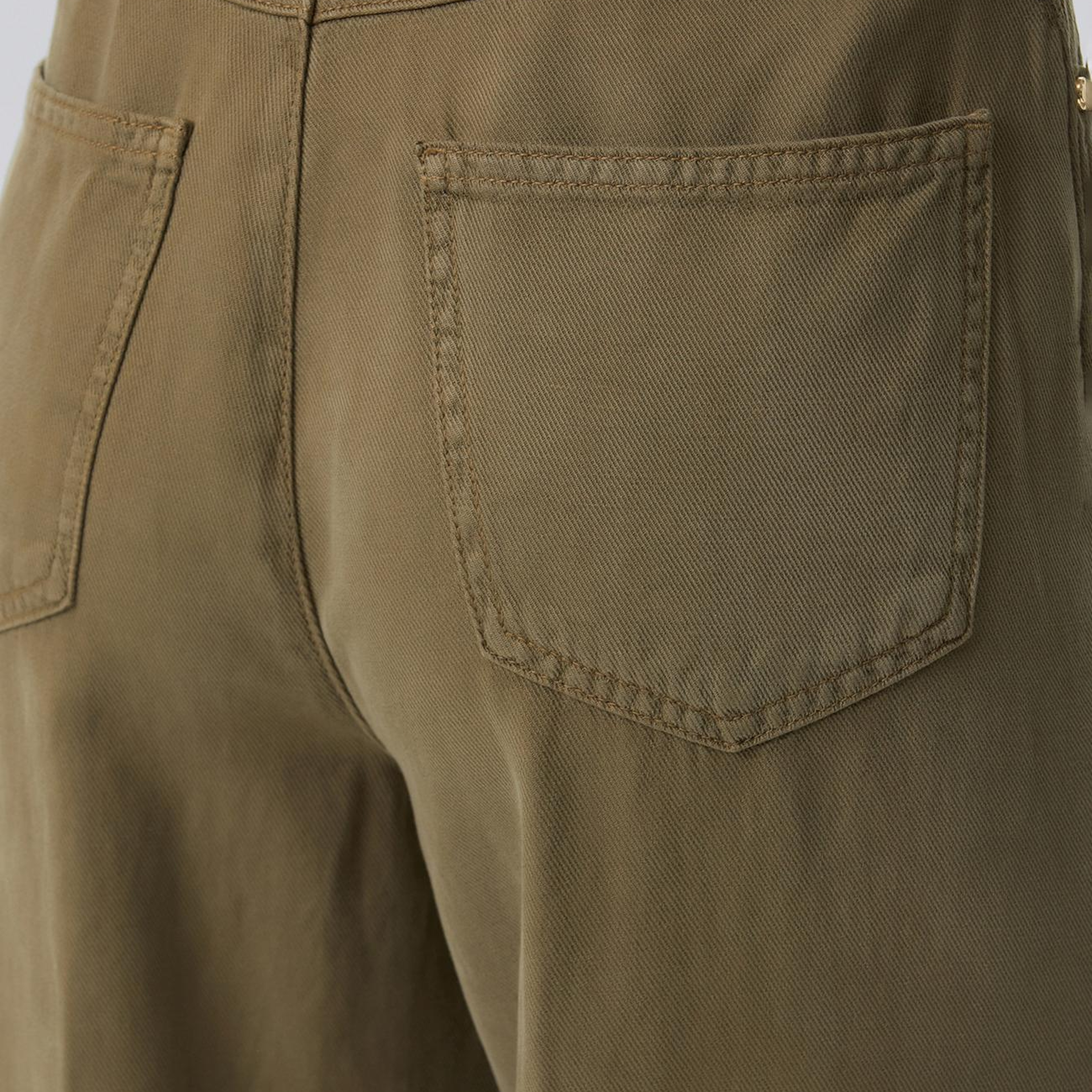 Network Kadın Wide Leg Haki Tencel Karışımlı Casual Pantolon