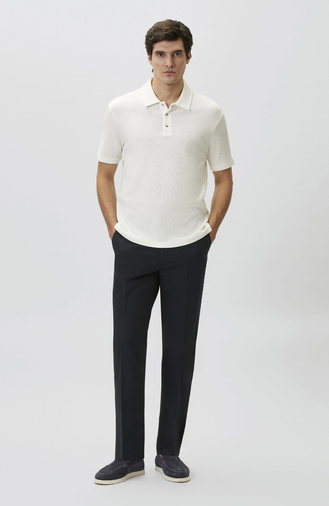 Network Erkek Lacivert Pileli Chino Casual Pantolon