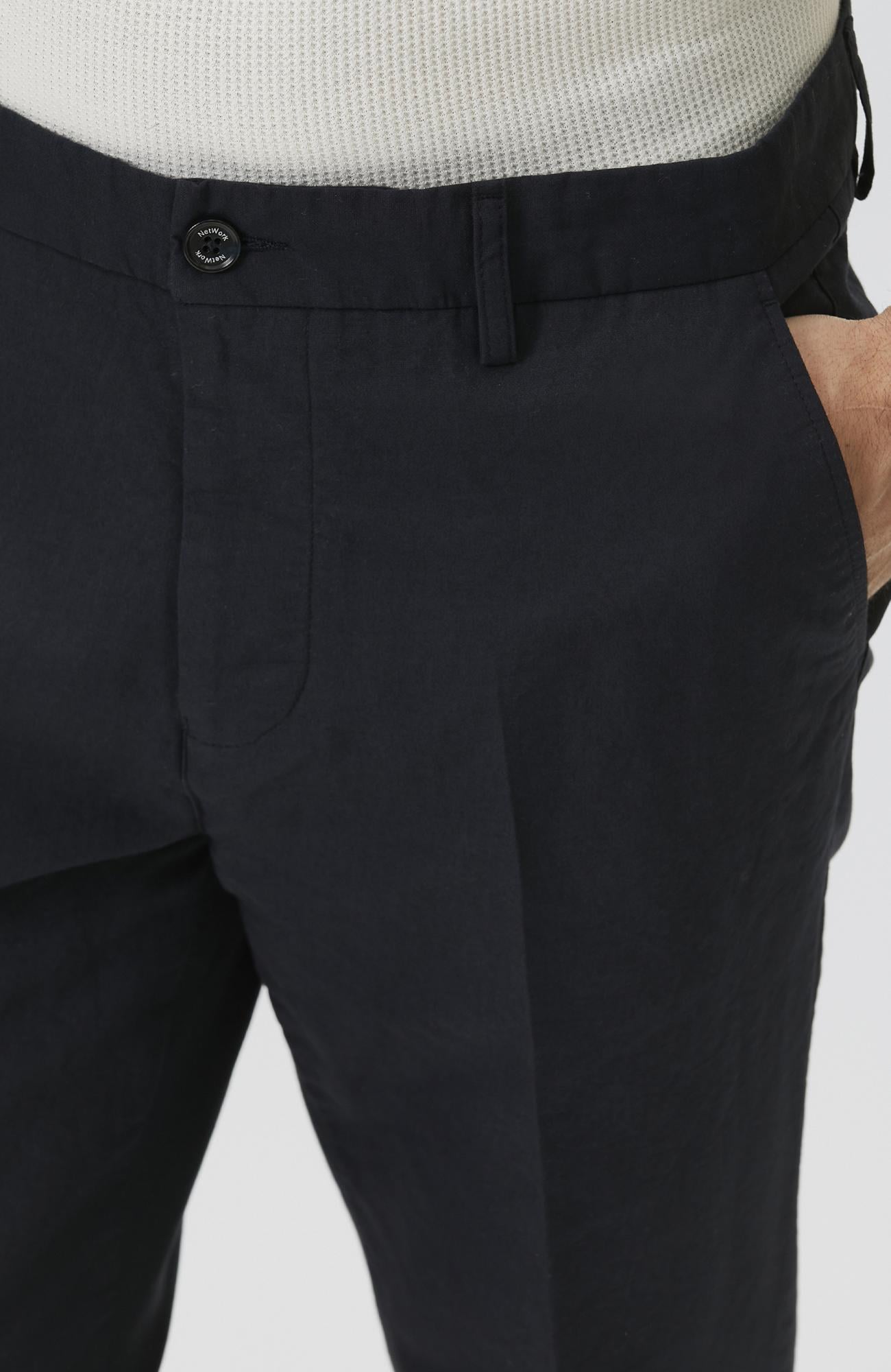 Network Erkek Lacivert Pileli Chino Casual Pantolon