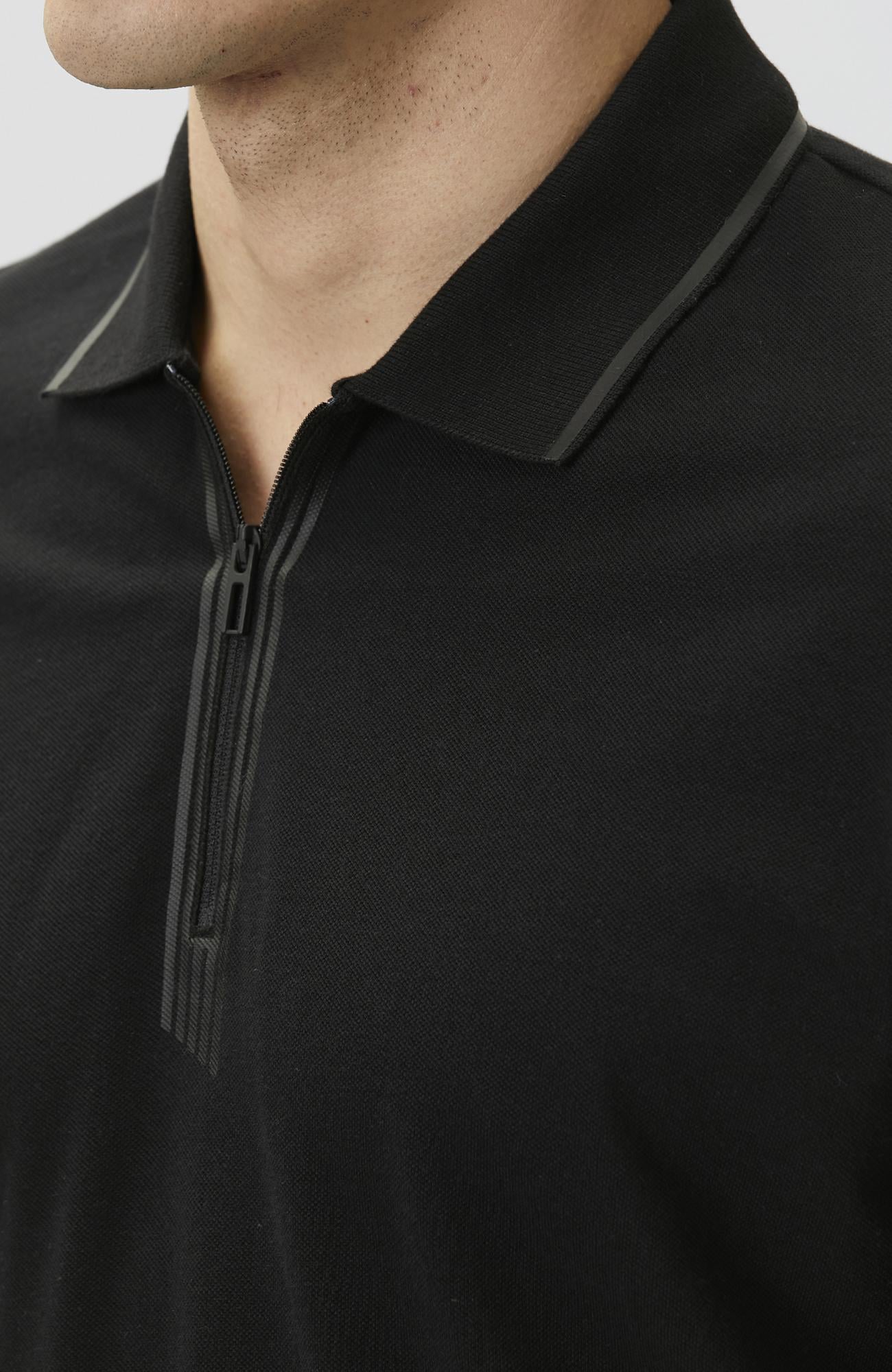 Network Erkek N-Tech Siyah Fermuarlı T-shirt